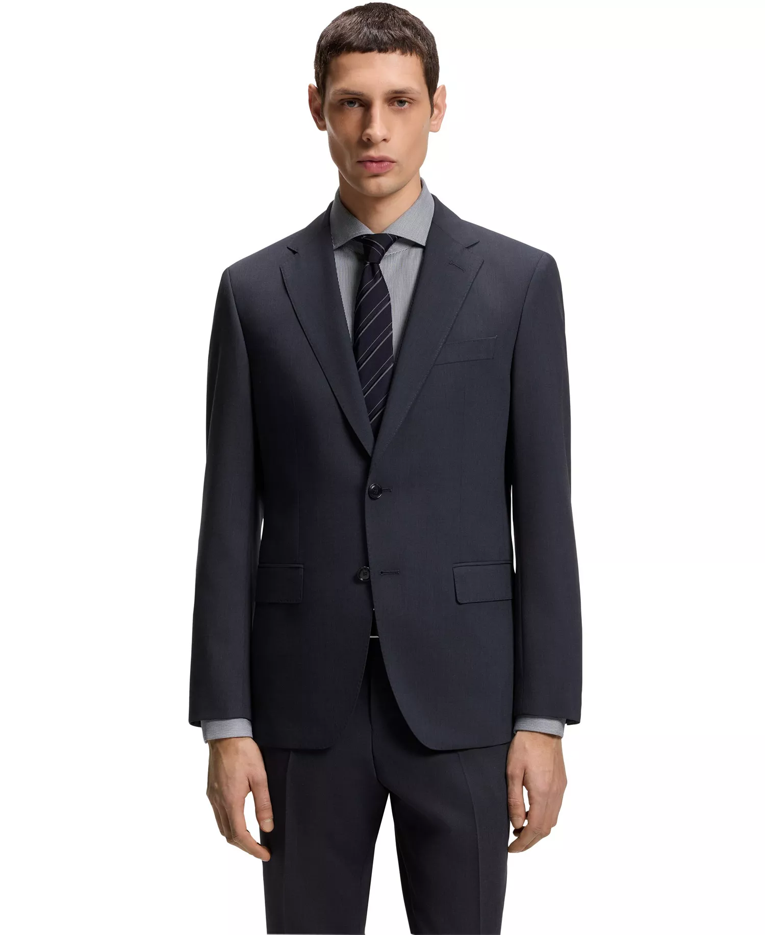 Men's Washable Stretch Fabric Slim-Fit Blazer - Open Blue - 36R