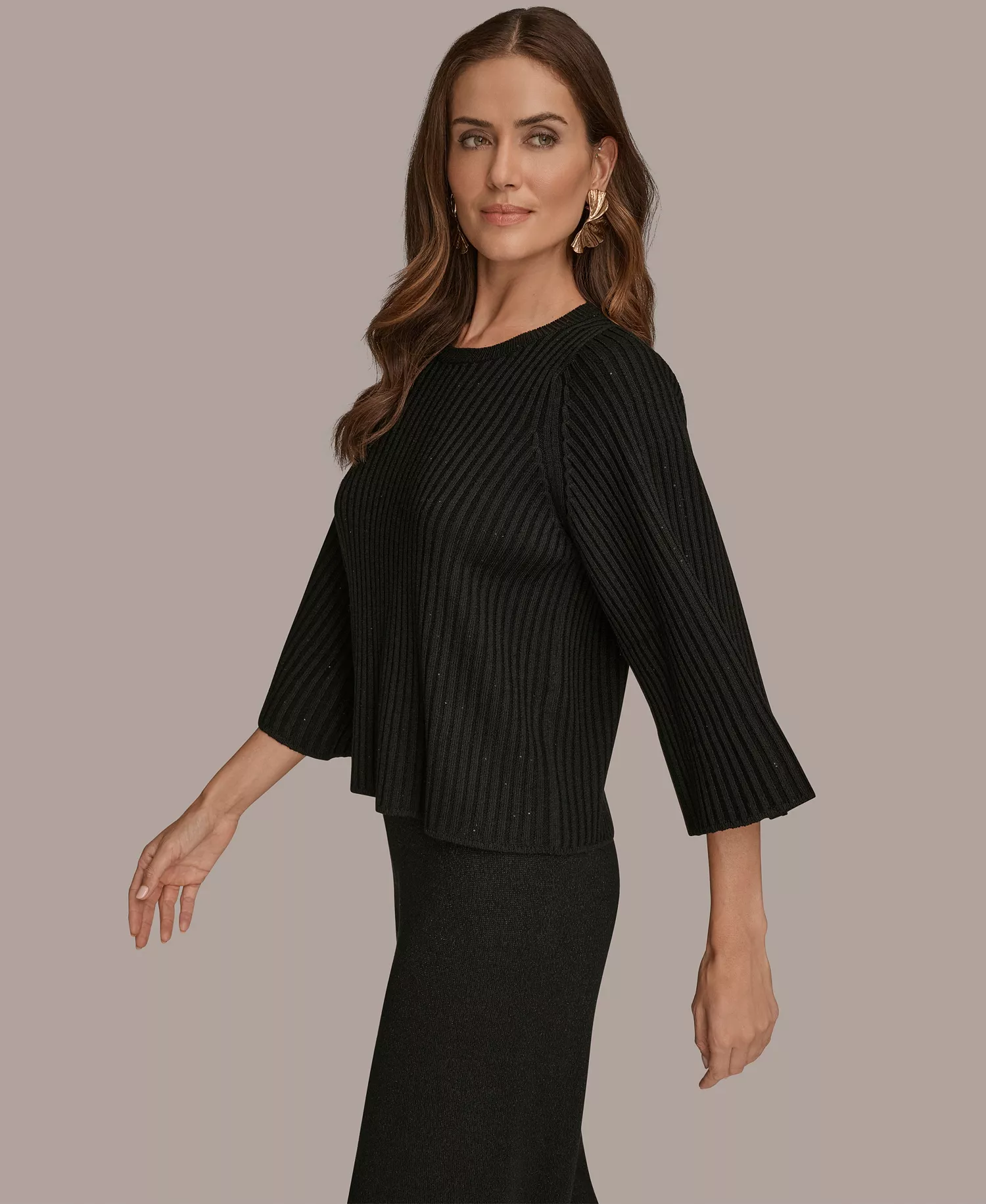 Women's Micro Sequin Embellished Sweater - Black - M
