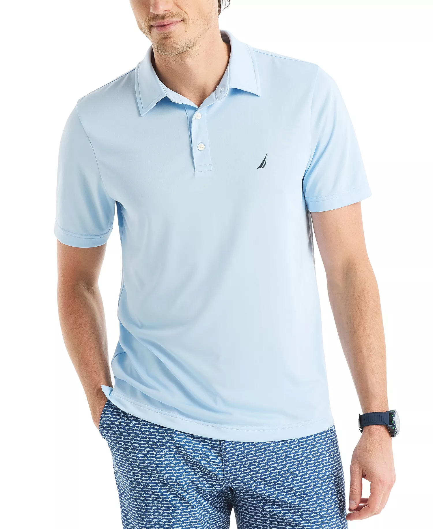 Men's Classic-Fit Moisture-Wicking Performance Golf Polo Shirt - Ice Blue - 2XL