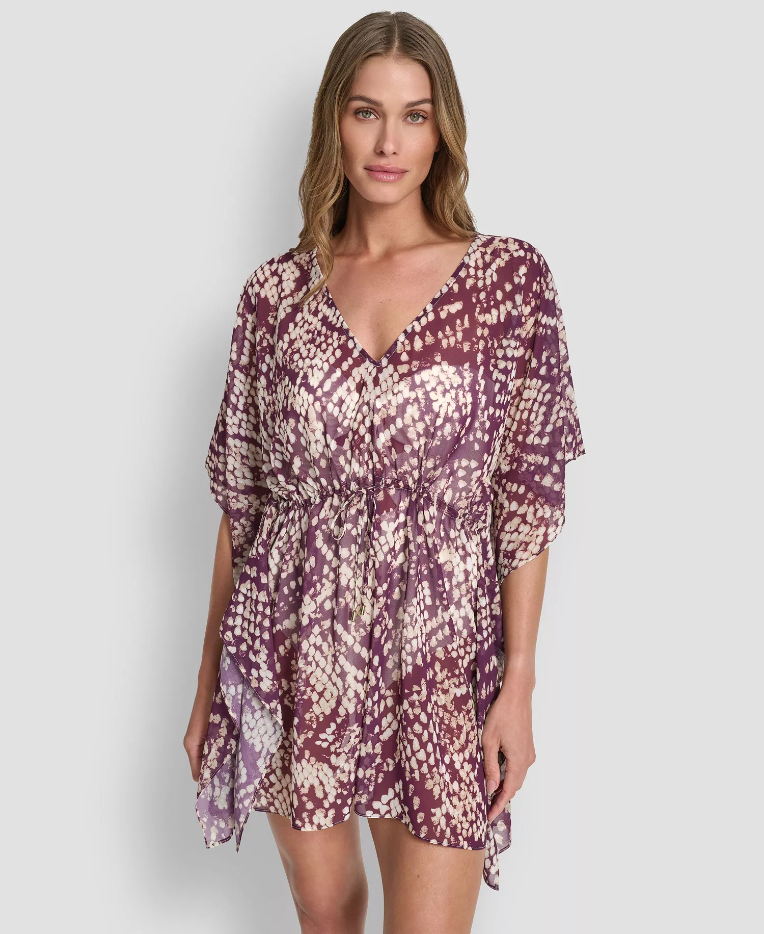 Women's Tie Front Cover-Up Kaftan - Python Port Multi - L
