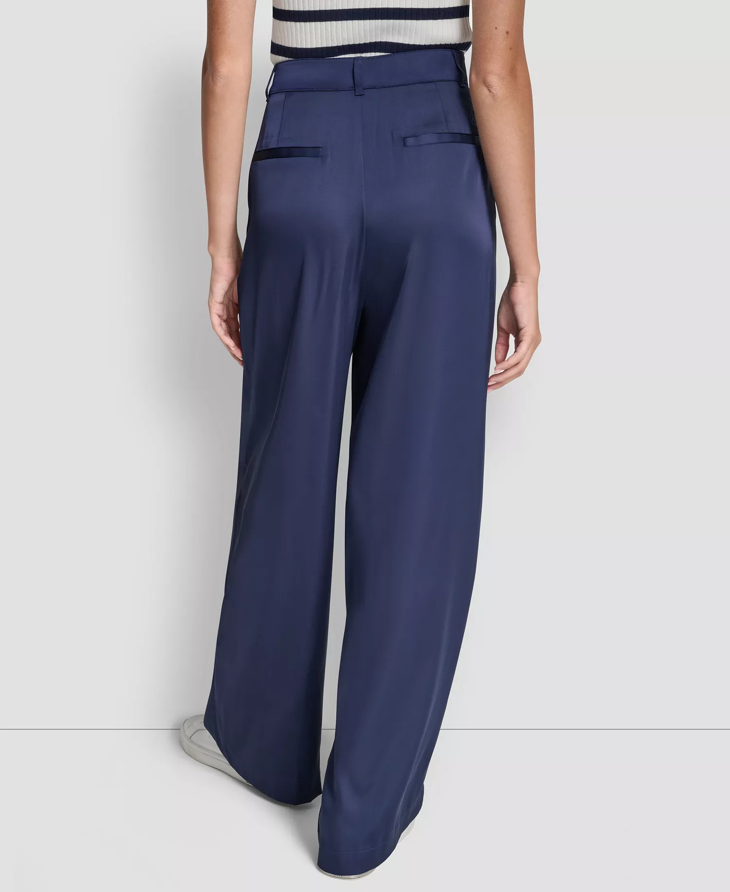 Women's High-Rise Pleated Wide Leg Trousers - Peacoat - 0