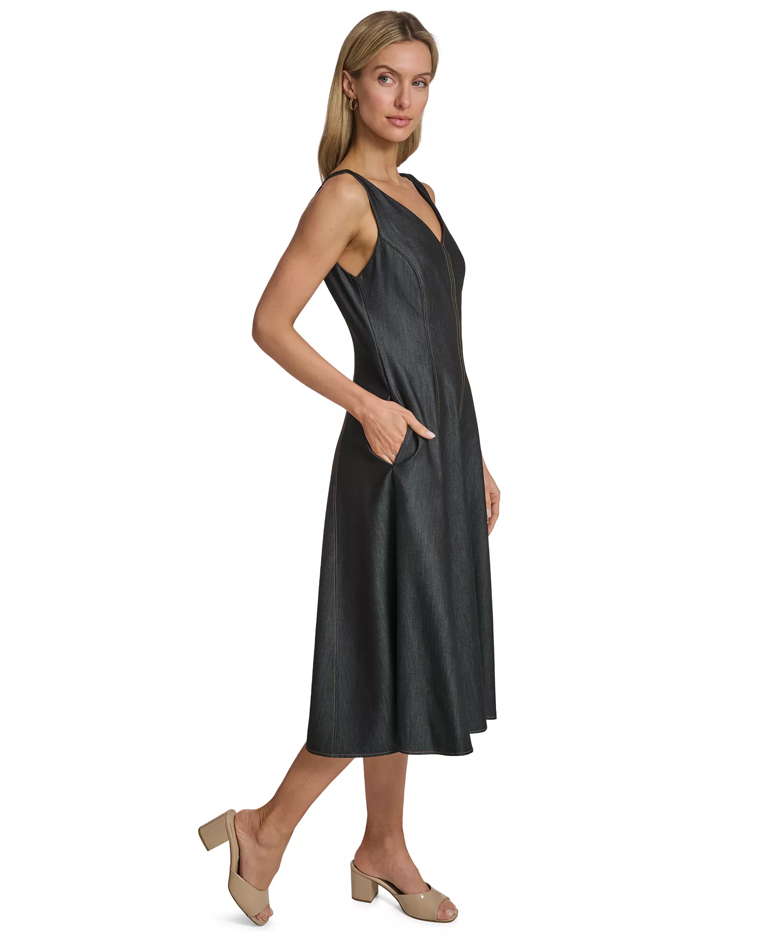 Women's Denim Fit and Flare Dress - Blue - 10