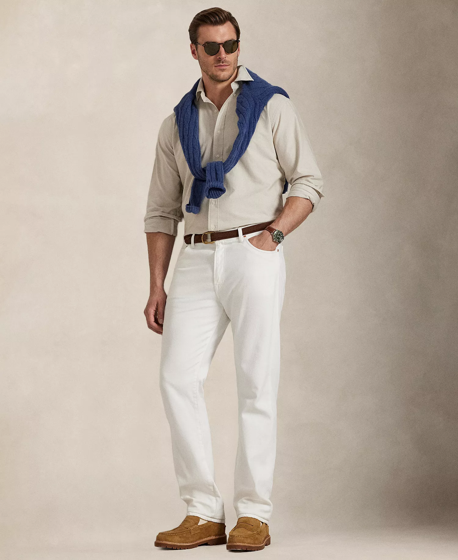 Men's Big & Tall Long-Sleeve Oxford Shirt - Coastal Beige - 2LT