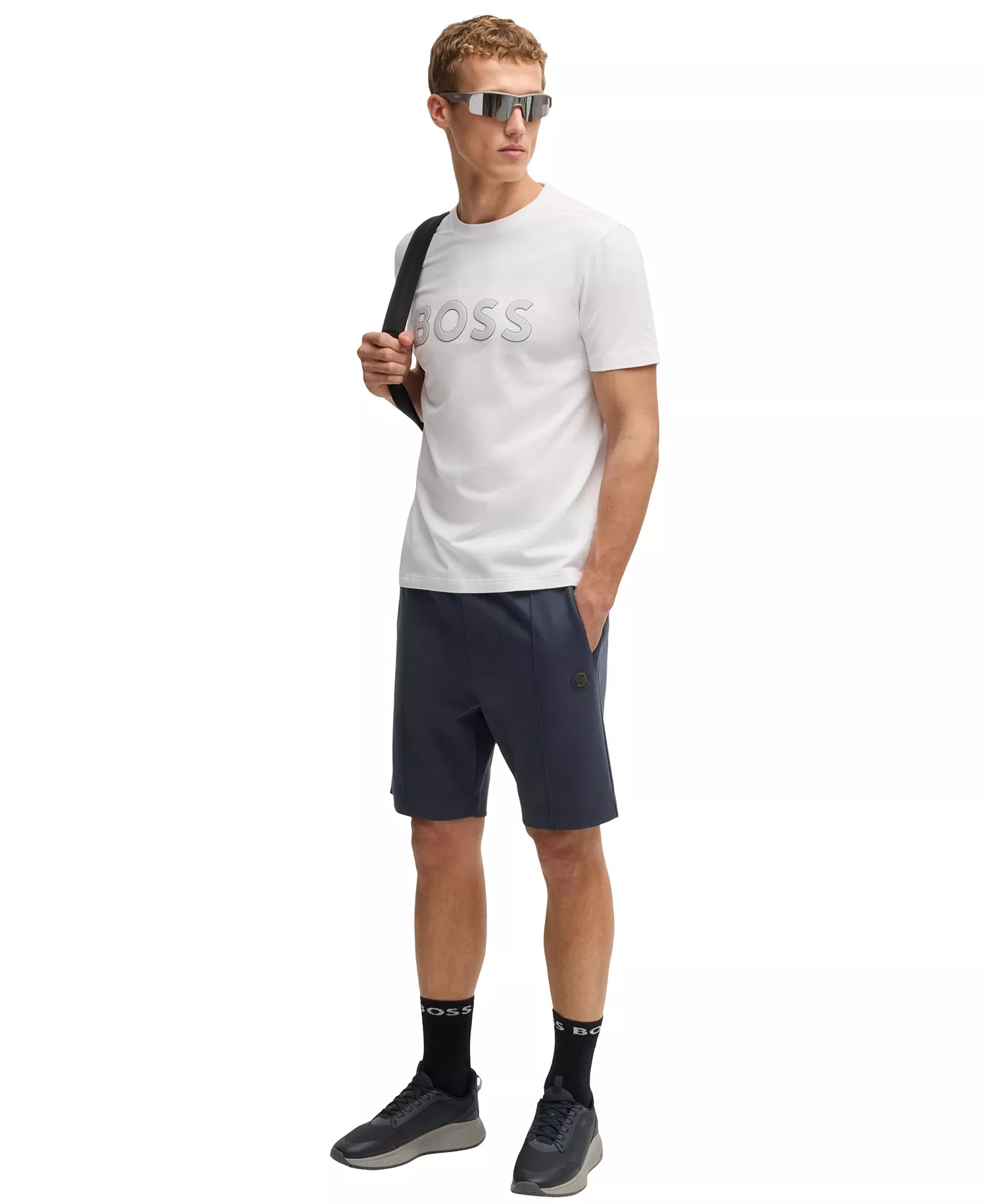 Men's Double B Monogram Shorts - Dark Blue - L