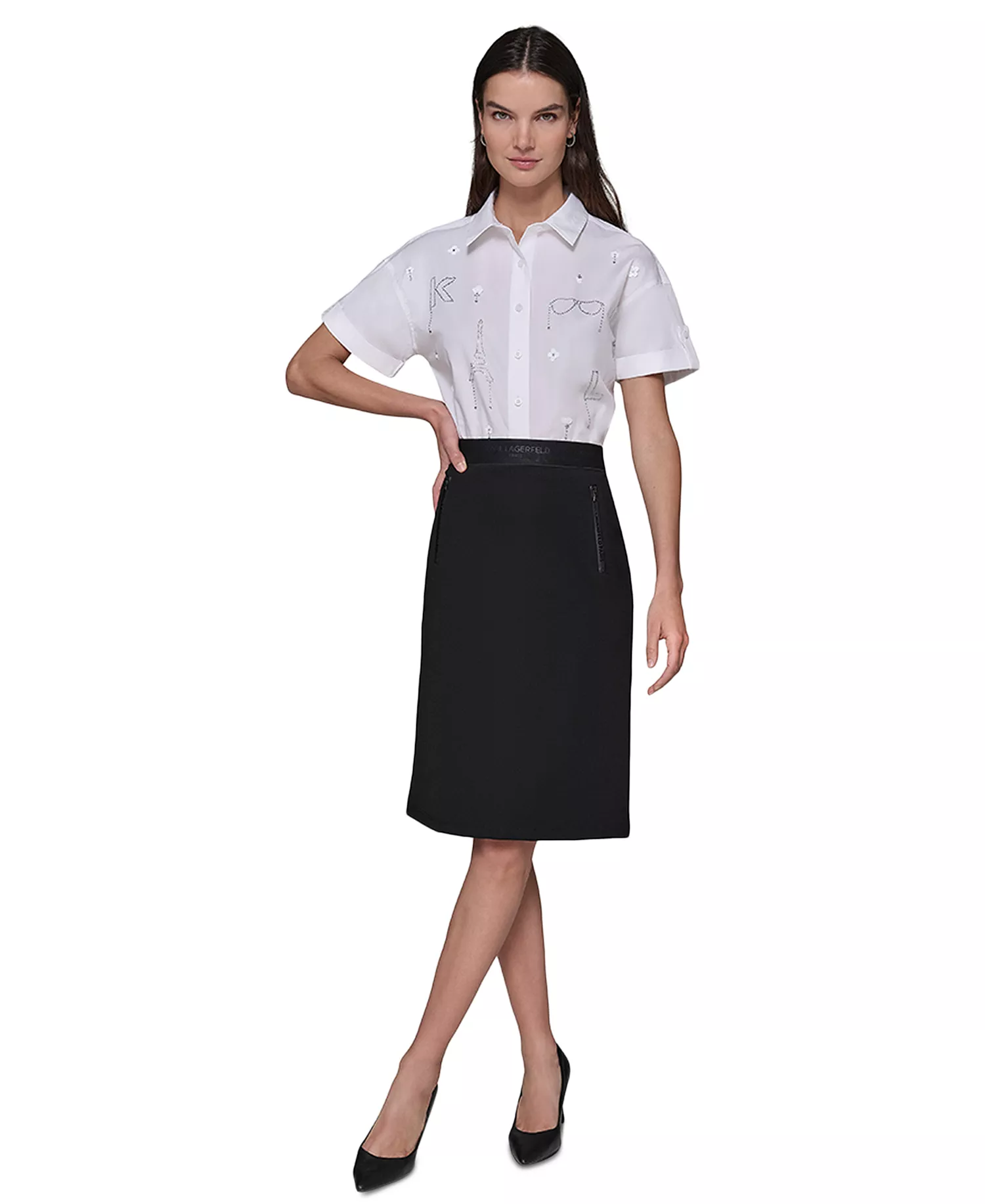 Women's Compression Pull-On Pencil Skirt - Black - L