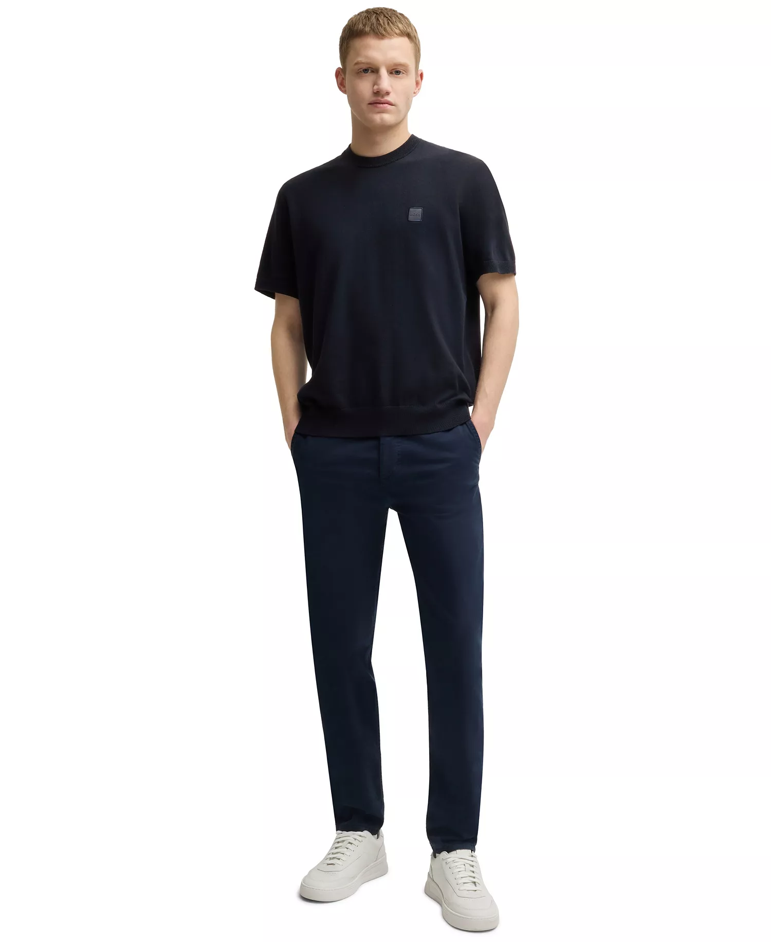 Men's Cotton Cashmere Knit Sweater - Dark Blue - XXL