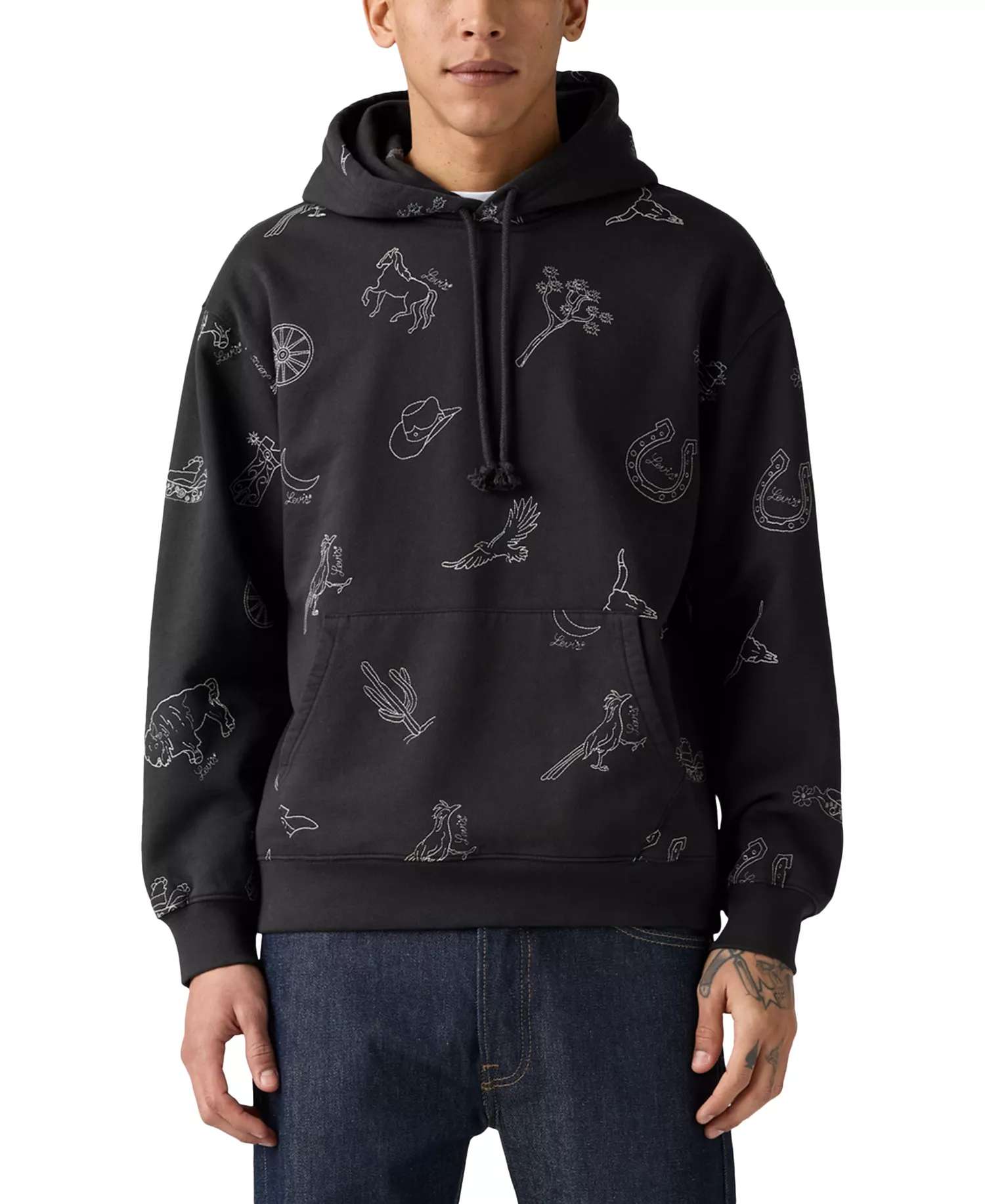 Men's Relaxed Graphic Hoodie - Western Aop - 2XL