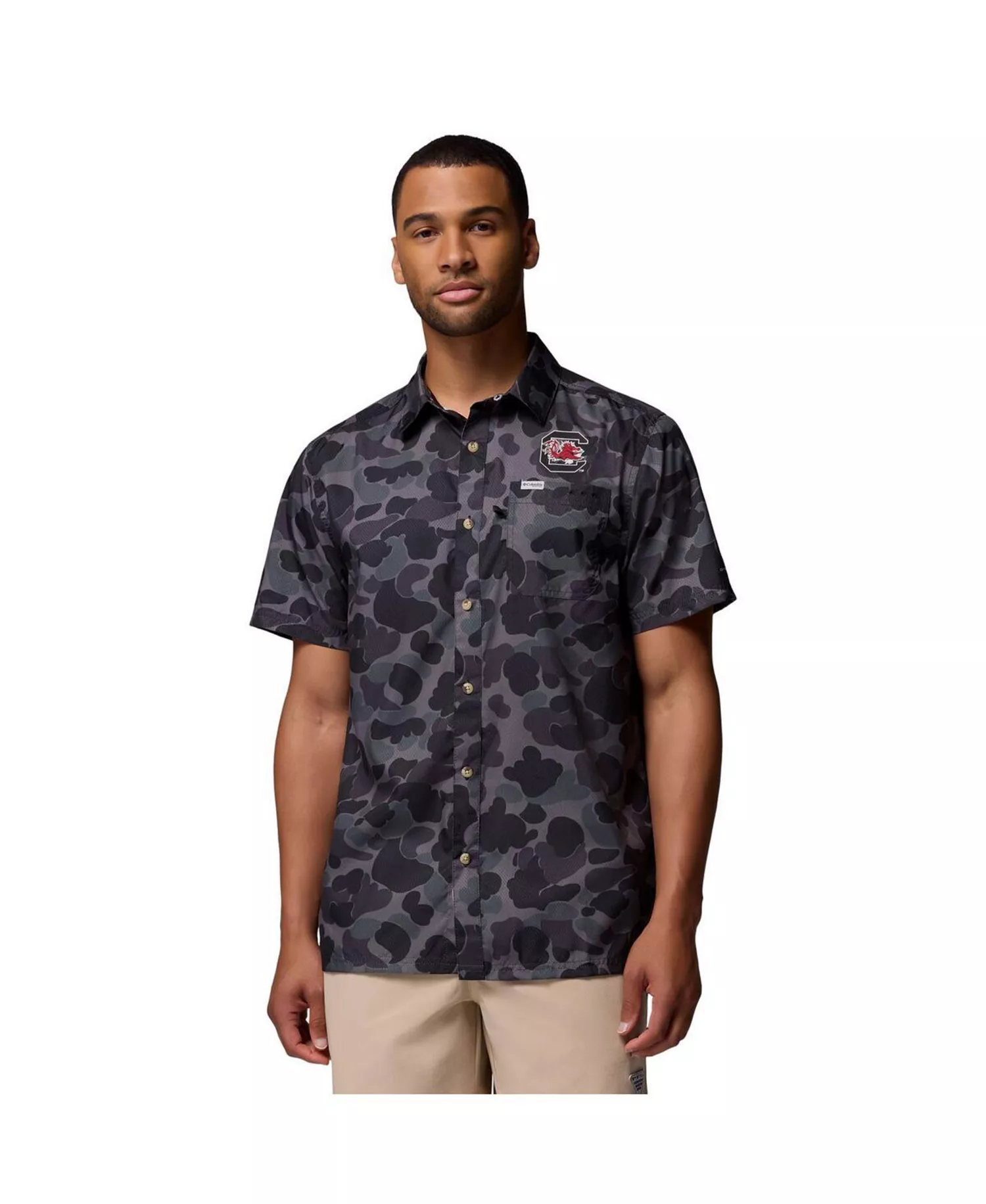 Men's Black South Carolina Gamecocks Super Slack Tide Omni-Wick Button-Up Shirt - Black - M