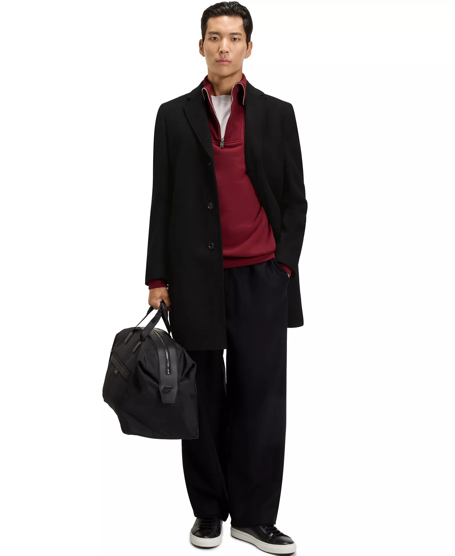 Men's Wool Blend Formal Coat - Black - 40R