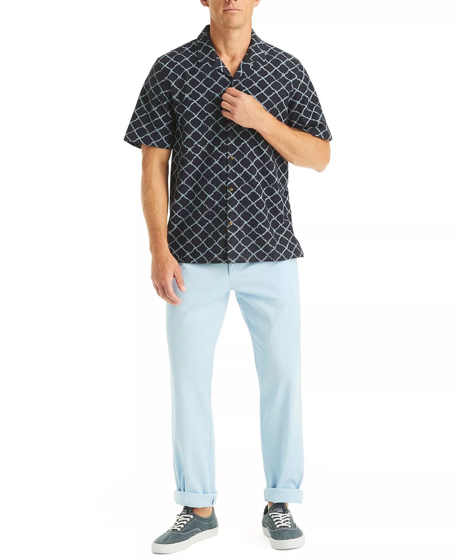 Men's Printed Short-Sleeve Polo Shirt - Navy Seas - 2XL