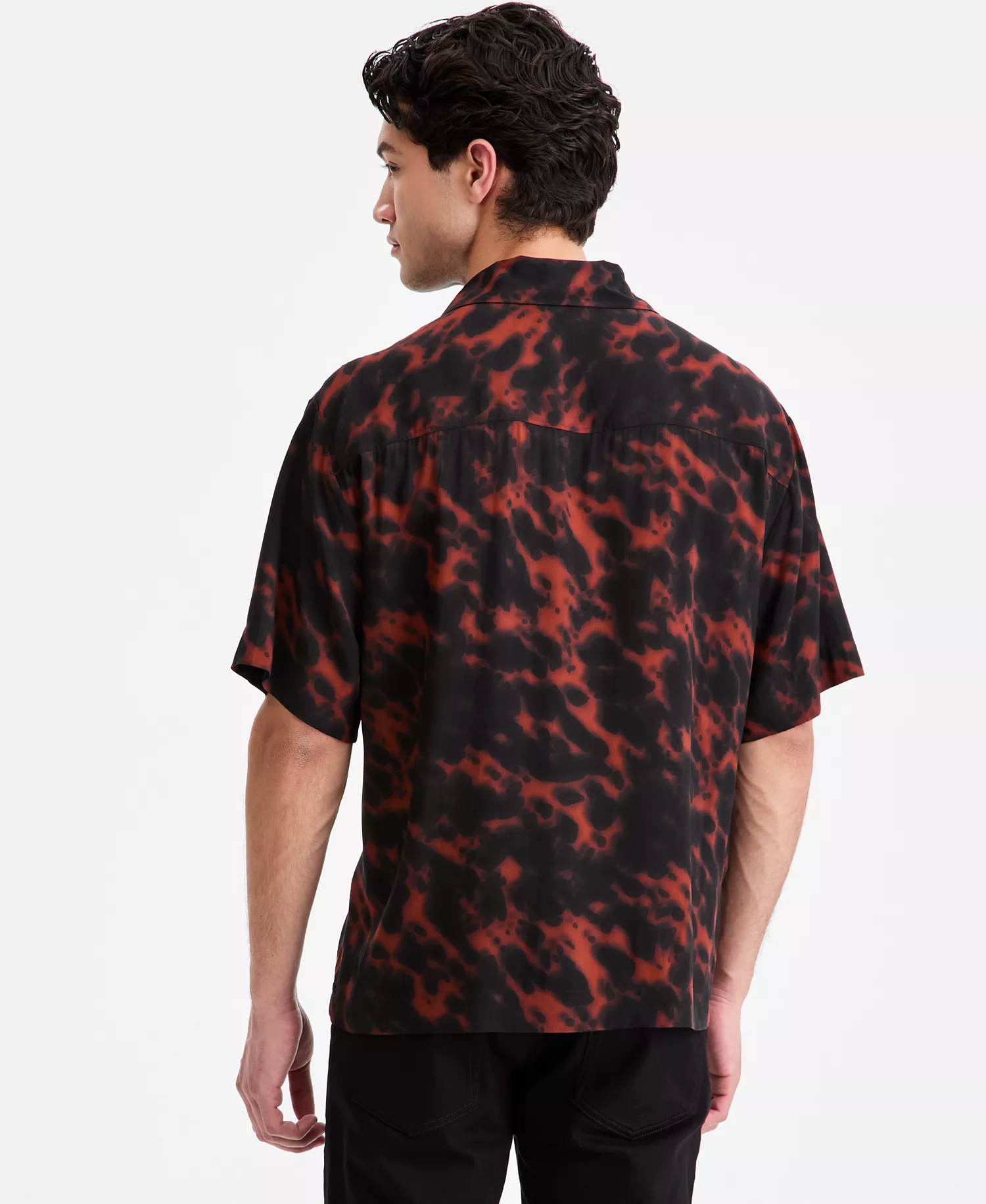 Men's Printed Short-Sleeve Oversized Camp Shirt - open miscellaneous - 2XL