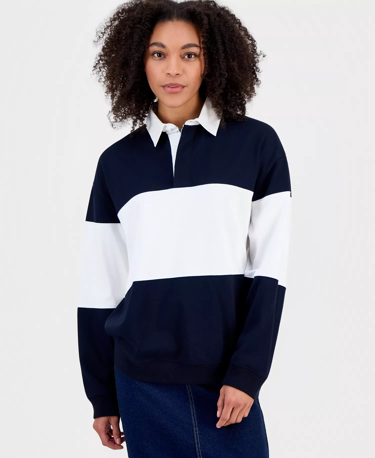 Women's Rugby Polo Shirt, Macy's Exclusive - Navy - L