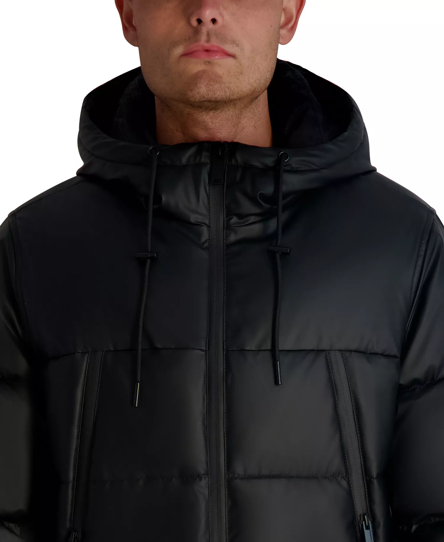 Men's Midweight Hooded Puffer Pockets Jacket - Black - 2XL