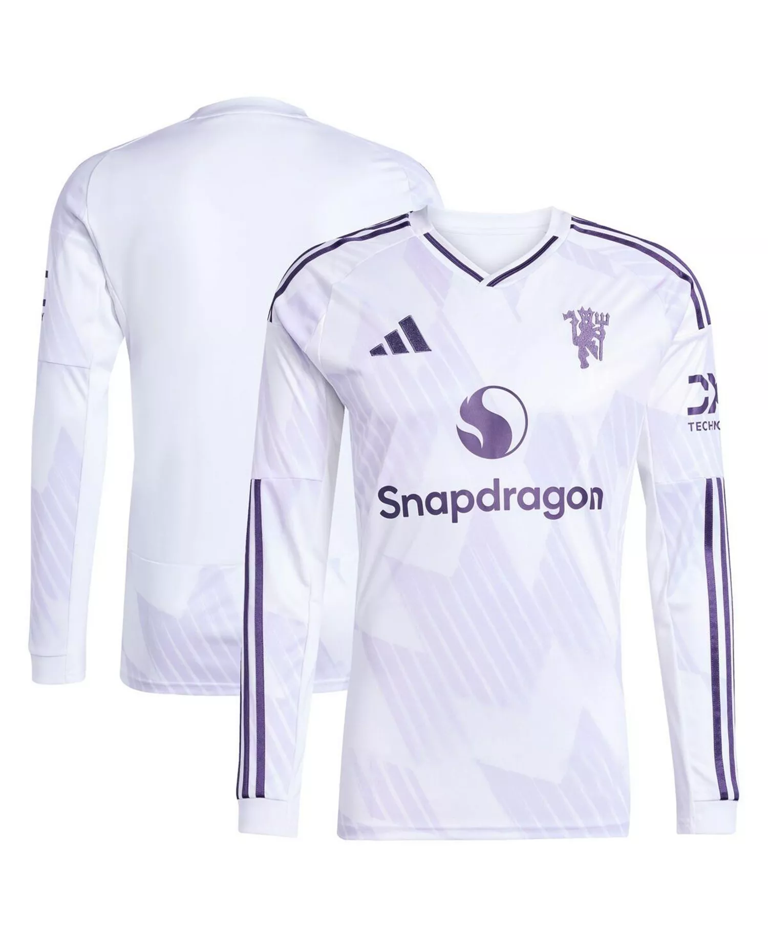 Men's White Manchester United 2025/26 Away Replica Long Sleeve Jersey - White - 2XL