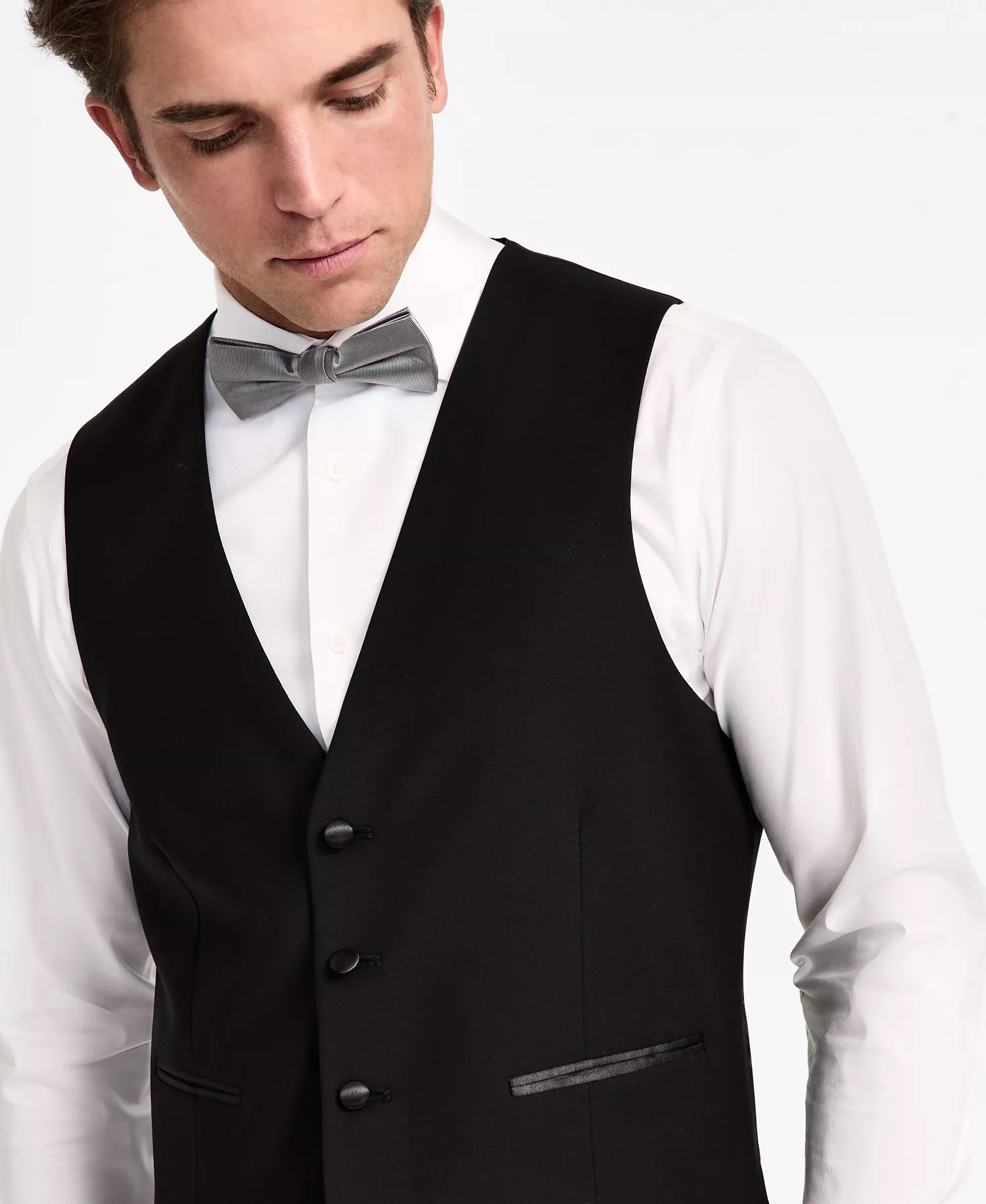 Men's Slim-Fit Wool-Blend Tuxedo Separates - Black - L