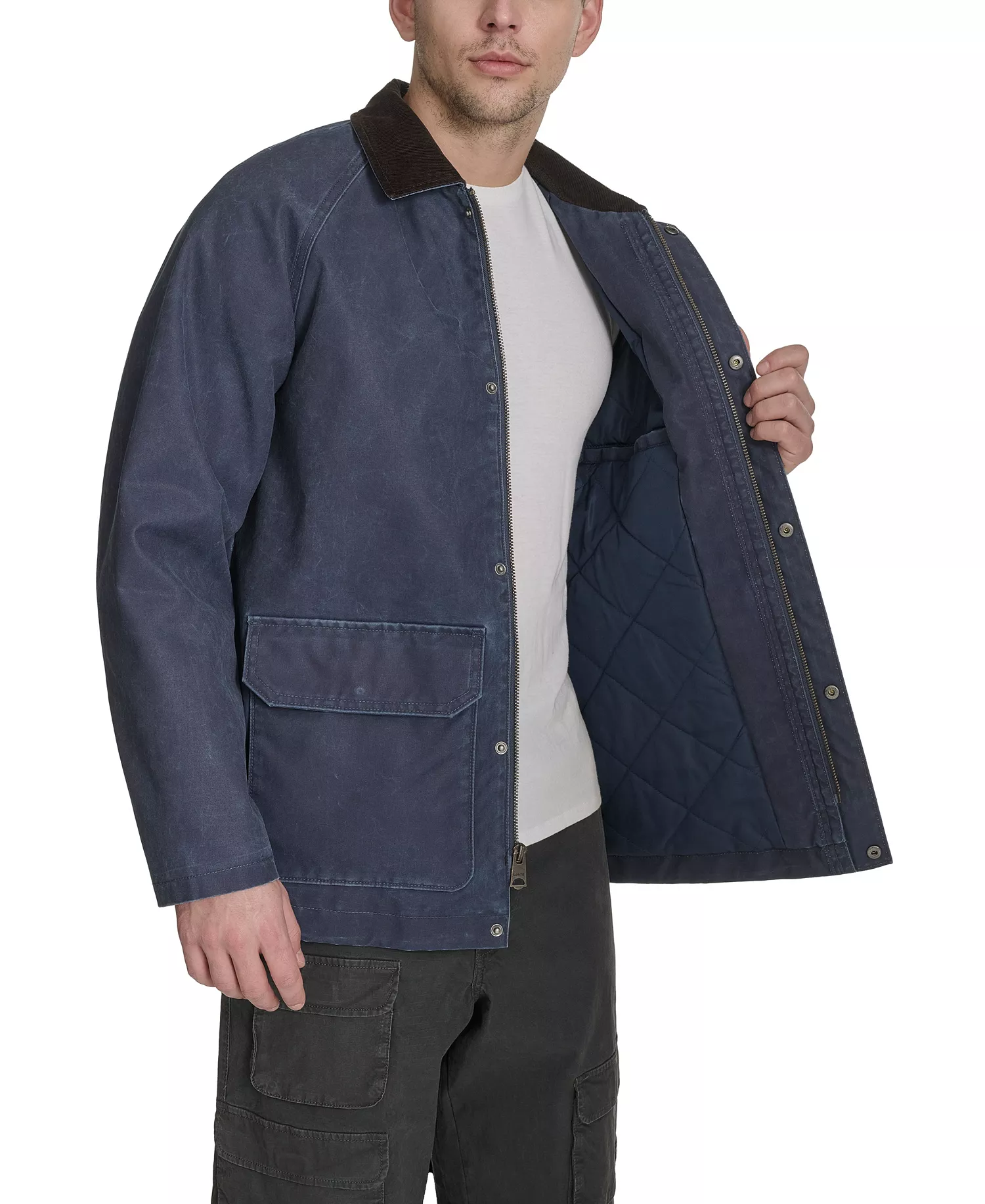 Men's Corduroy Collar Barn Jacket - Navy - 2XL