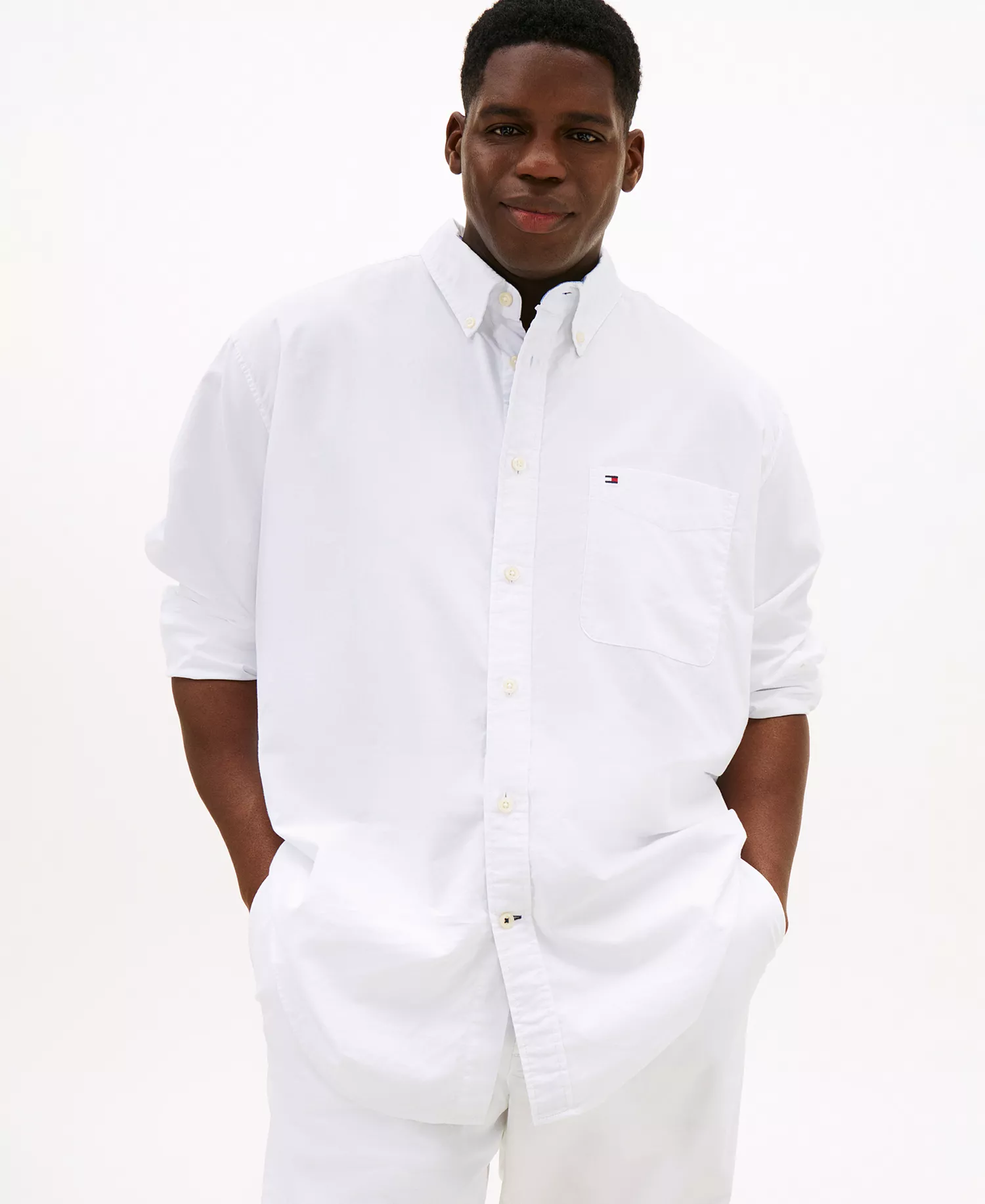 Men's Big & Tall Classic-Fit Stretch Solid Capote Shirt - Bright White - 2XB