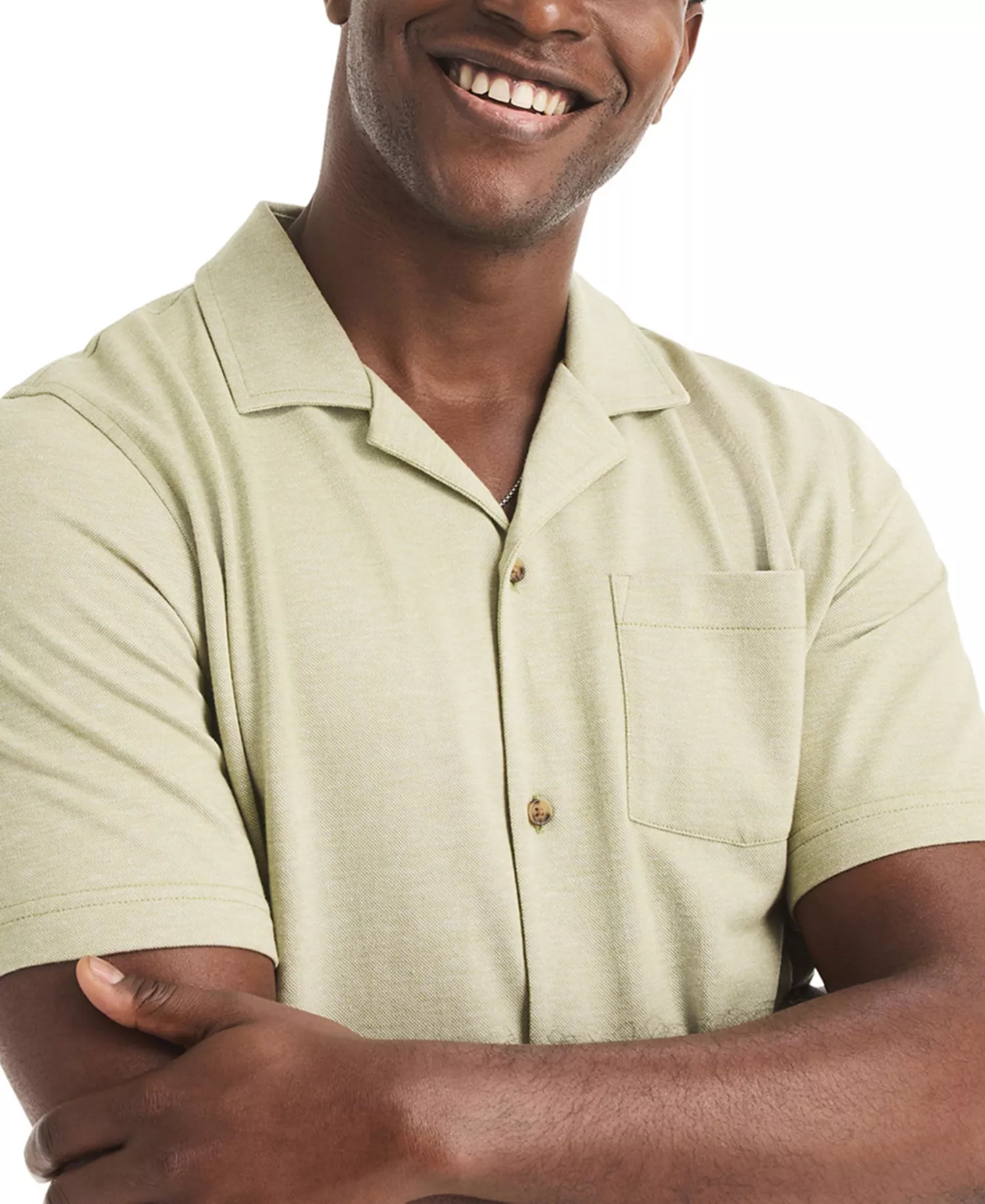 Men's Short-Sleeve Pique Button-Front Polo Shirt - Allure - L