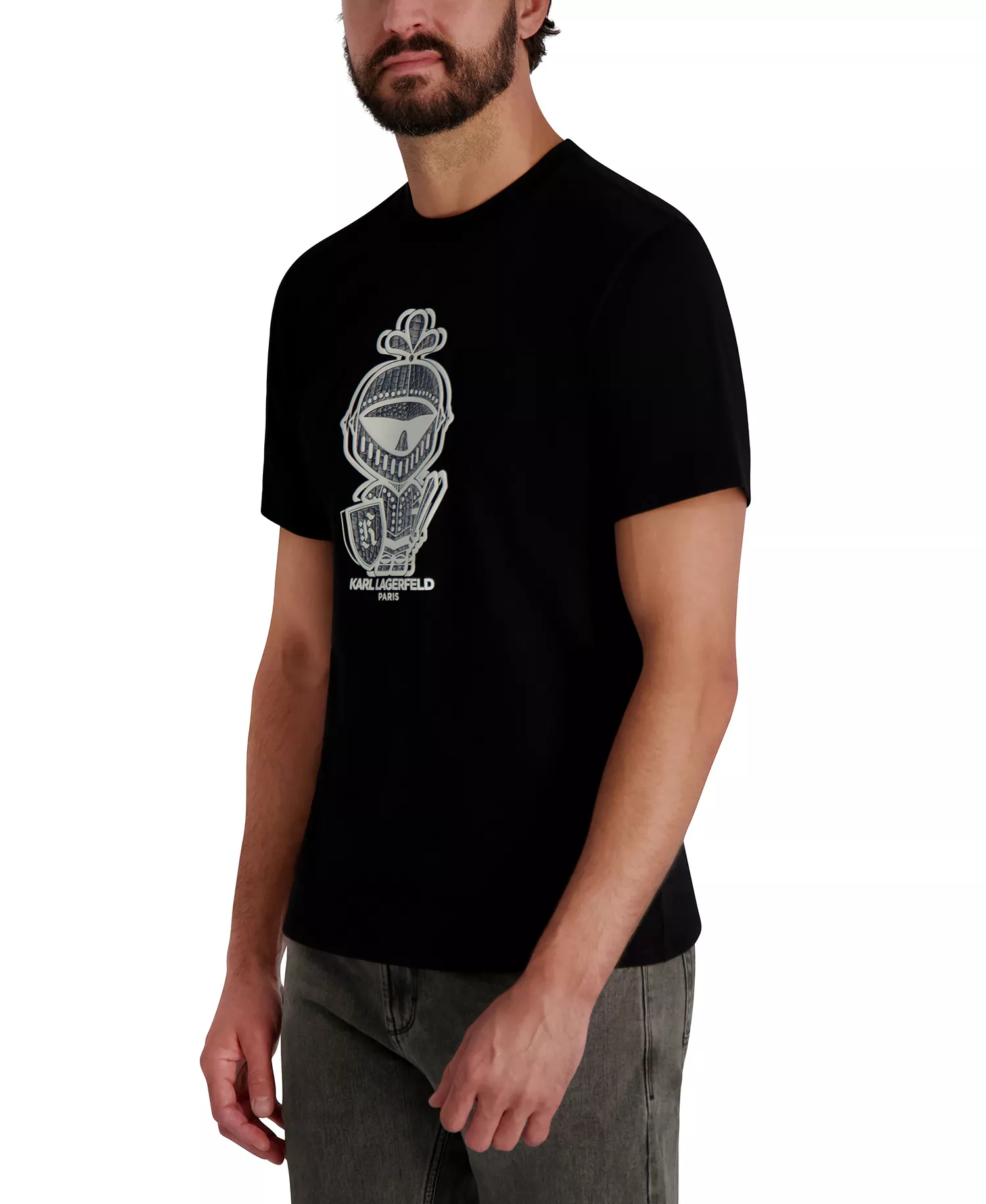 Men's Armor Dragon Skin Printed T-Shirt - Black - 2XL