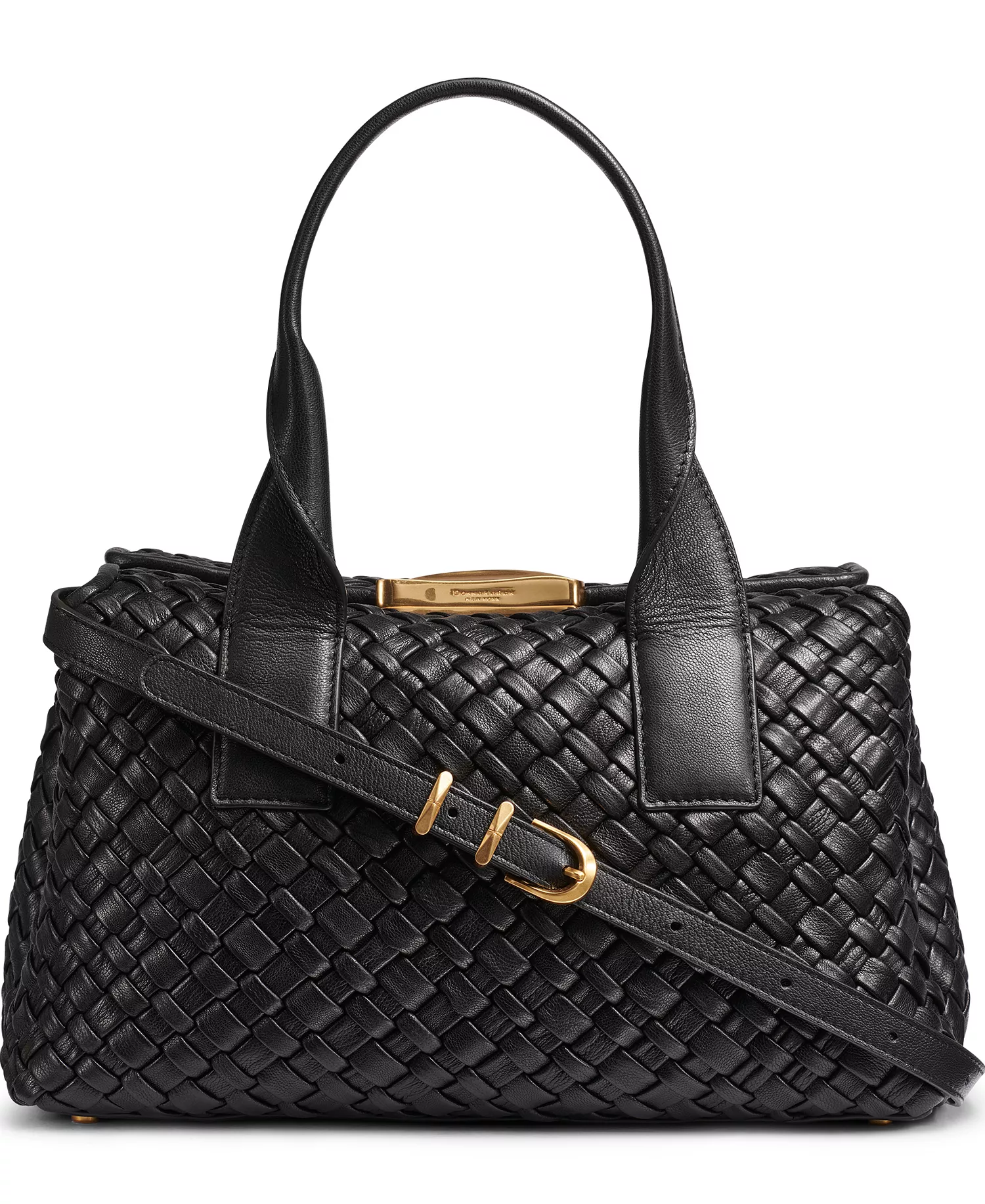 Amagansett Leather Medium Satchel Bag - Black/Gold - ONE SIZE