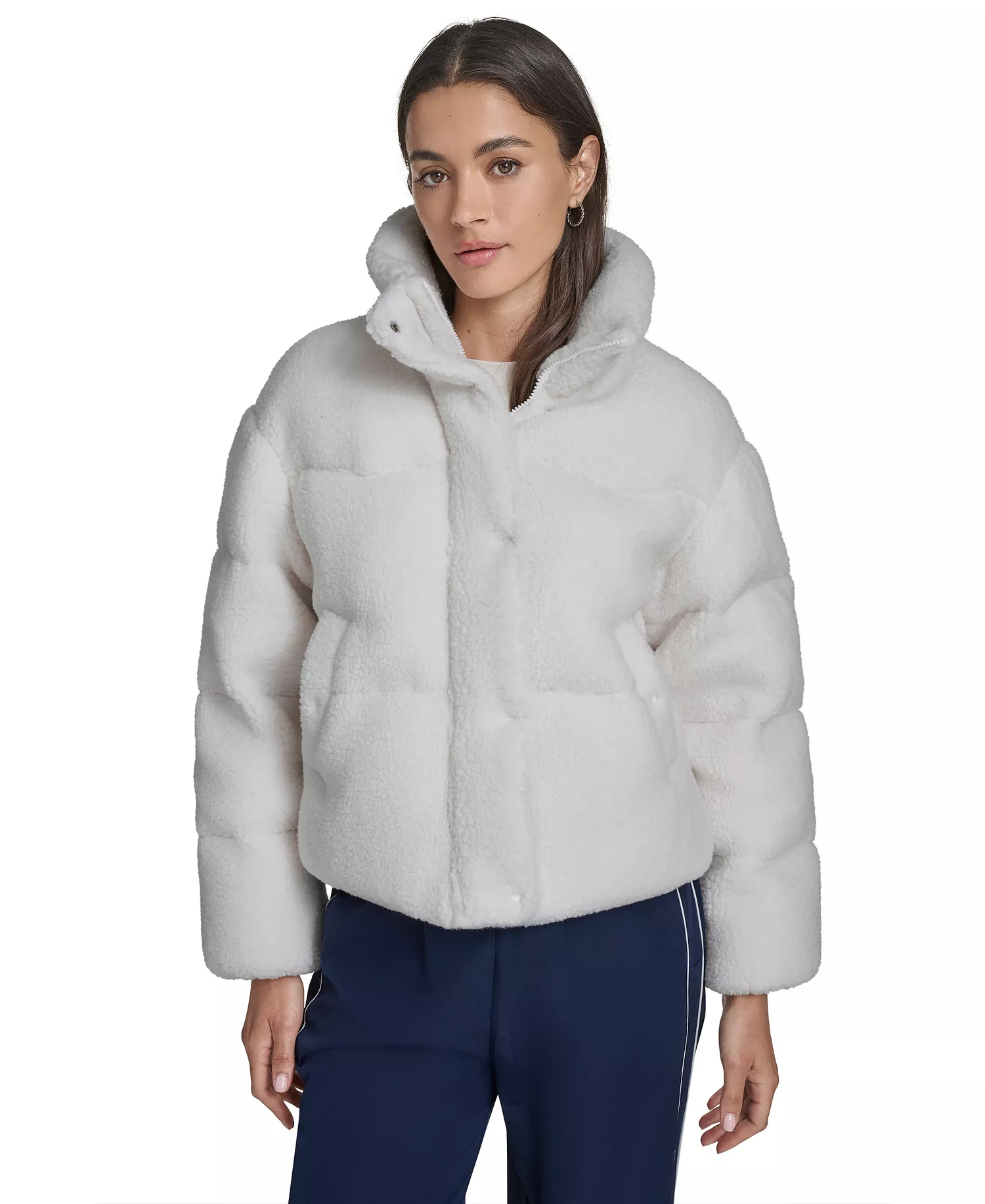 Women's Regular Sherpa Western Puffer Jacket - Cream - L