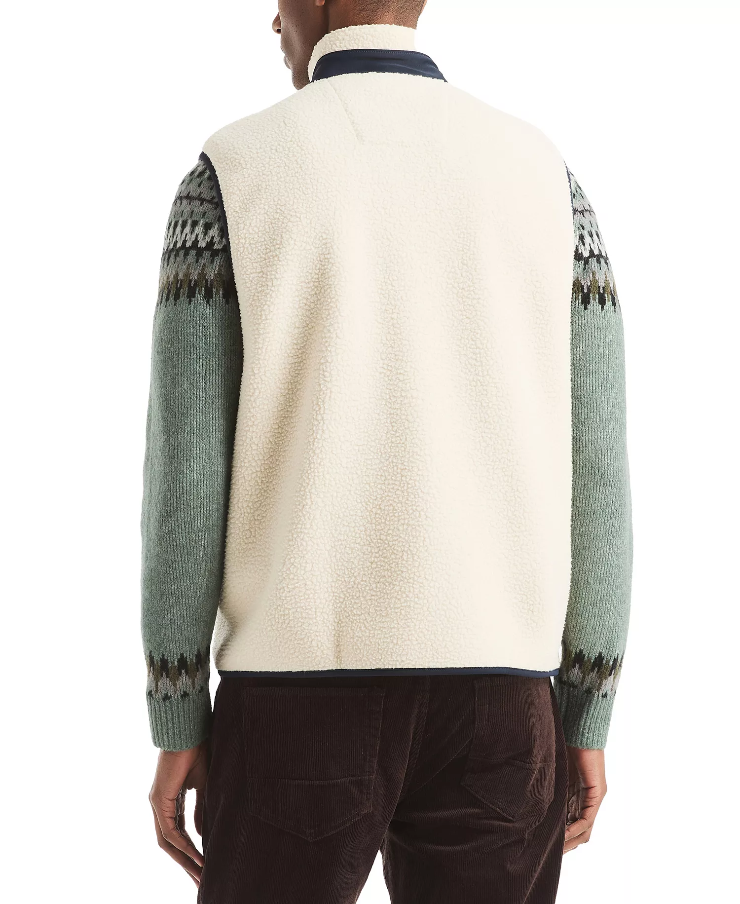 Men's Mixed Media Faux Shearling Vest - Natural - 2XL