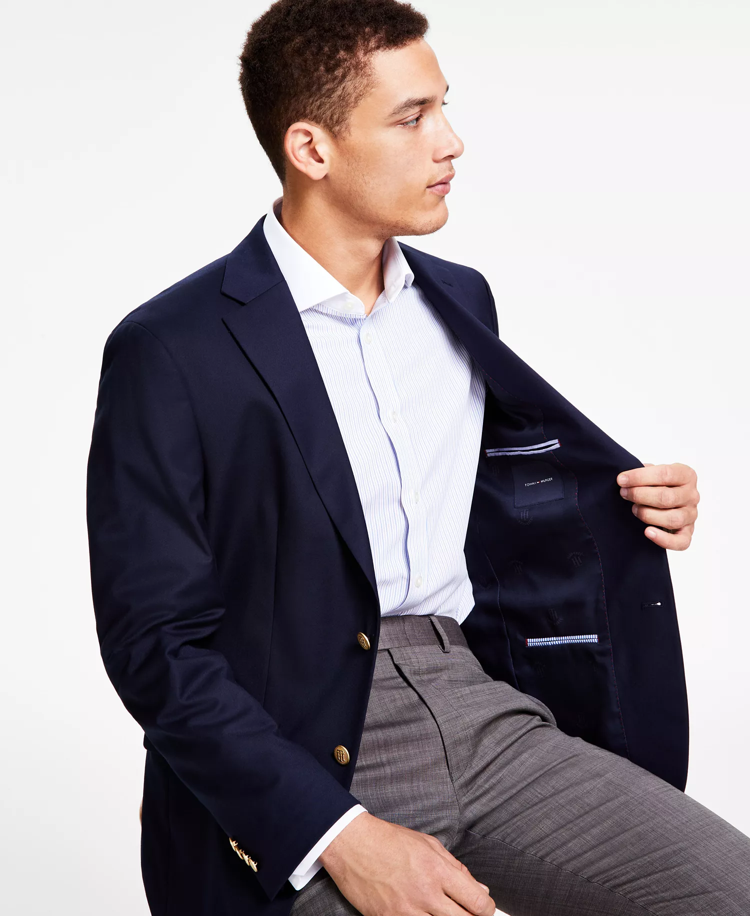 Men's Modern-Fit Solid Navy Blazer - Navy - 36R