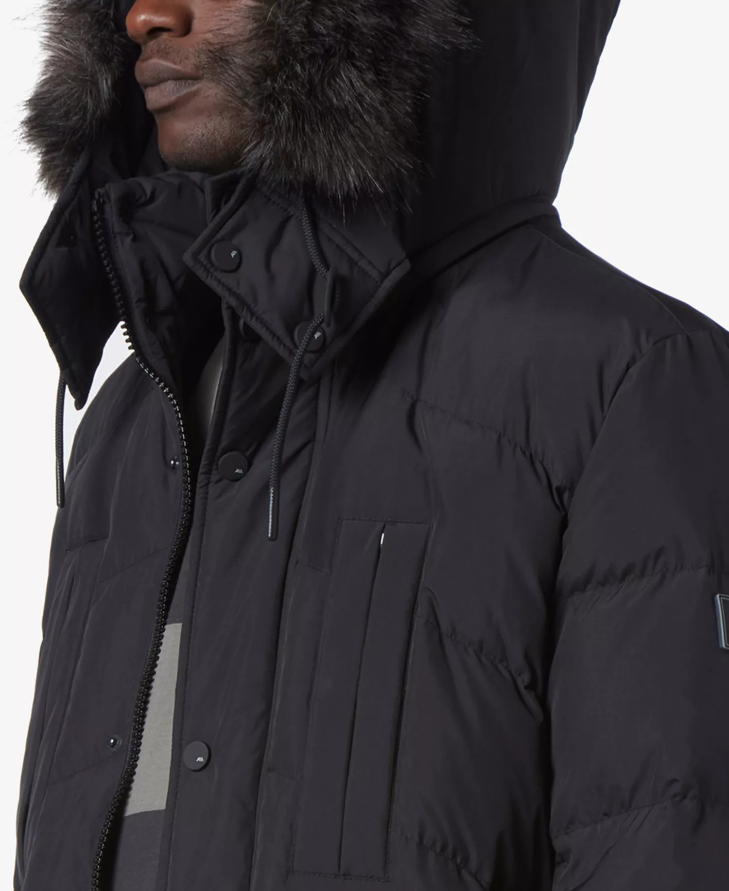 Men's Tremont Down Parka with Faux Fur Trimmed Removable Hood - Black - S