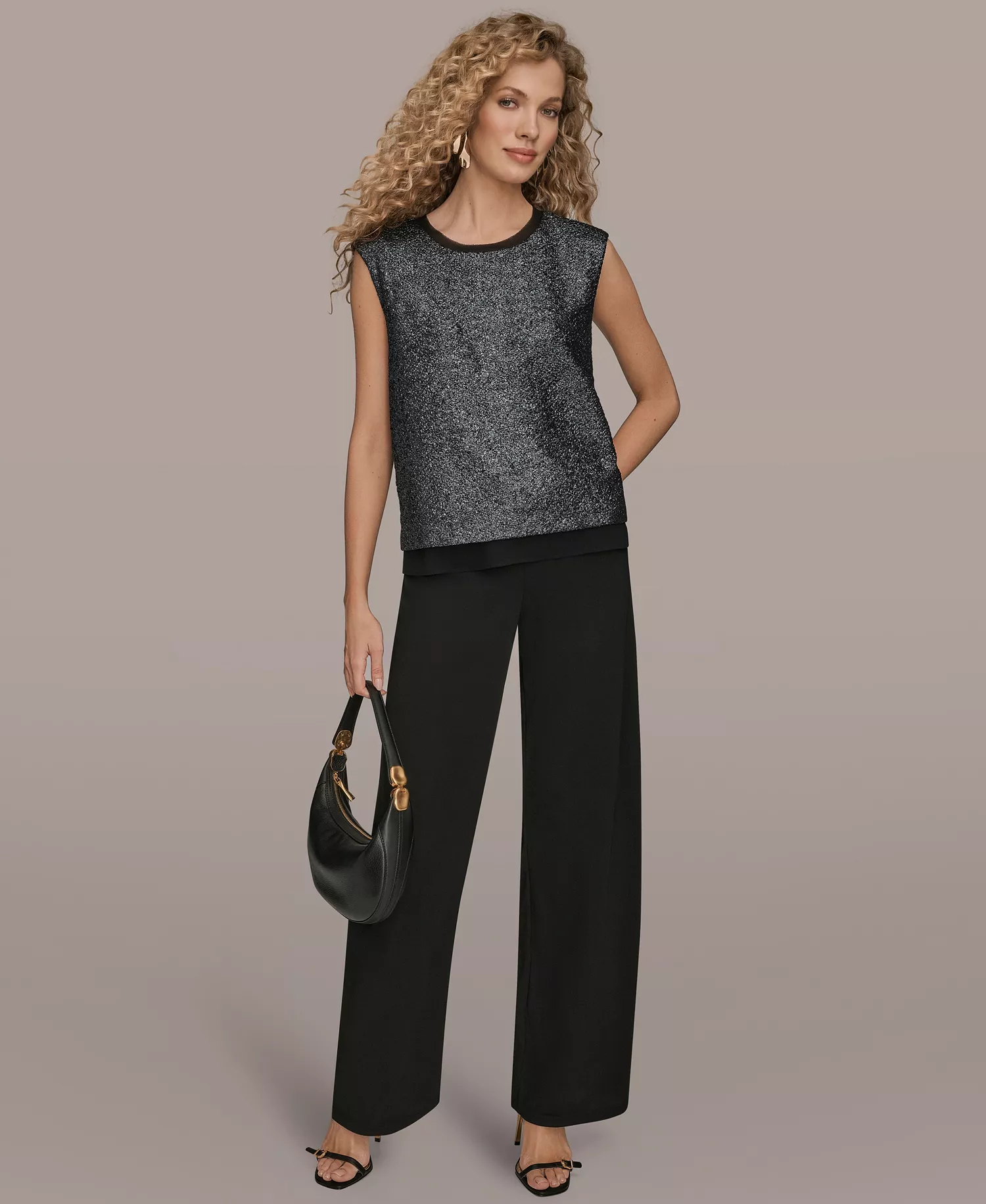 Women's Sleeveless Top - Black Iridescent - L