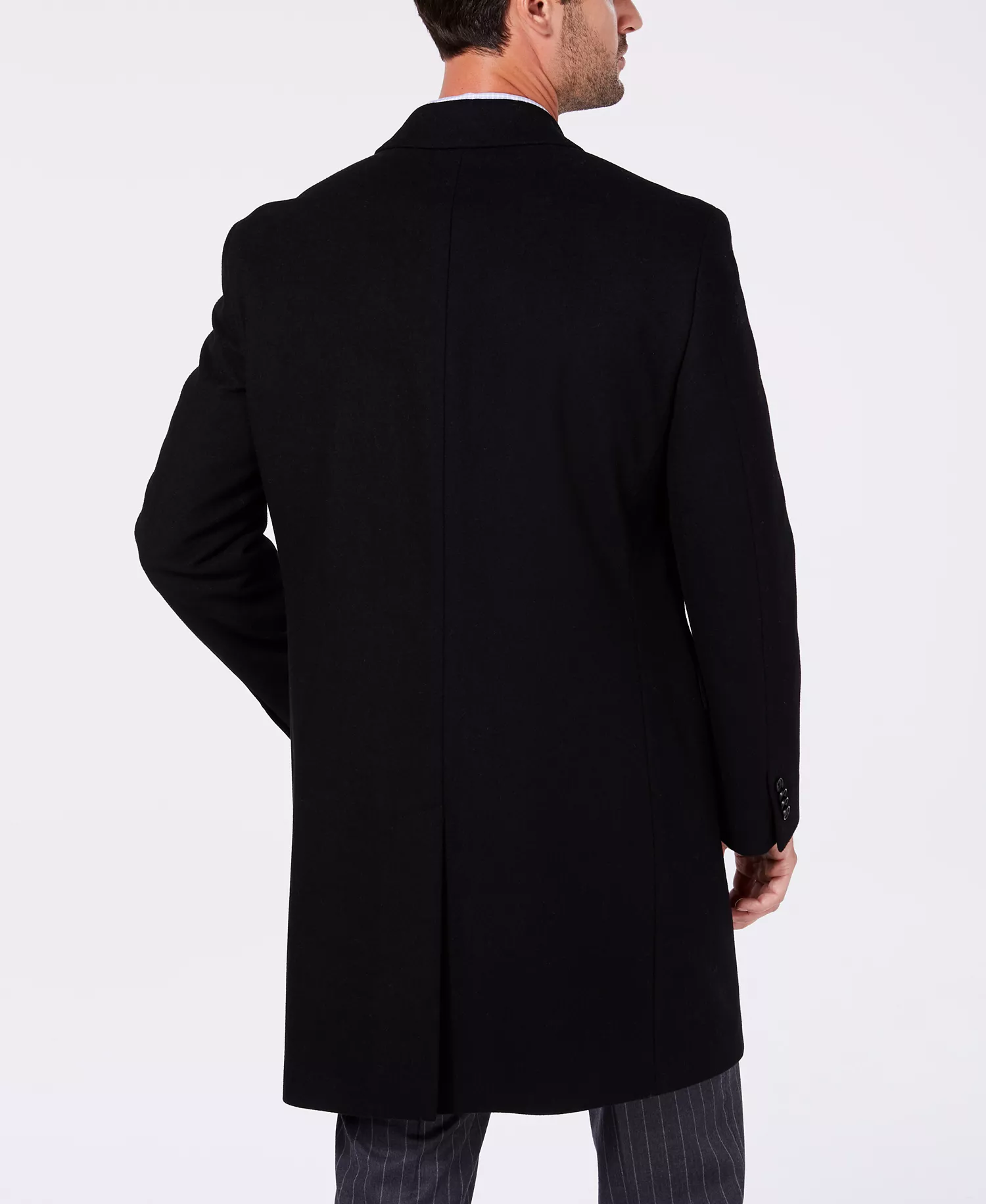 Men's Classic-Fit Batten Overcoat - Black - 36R