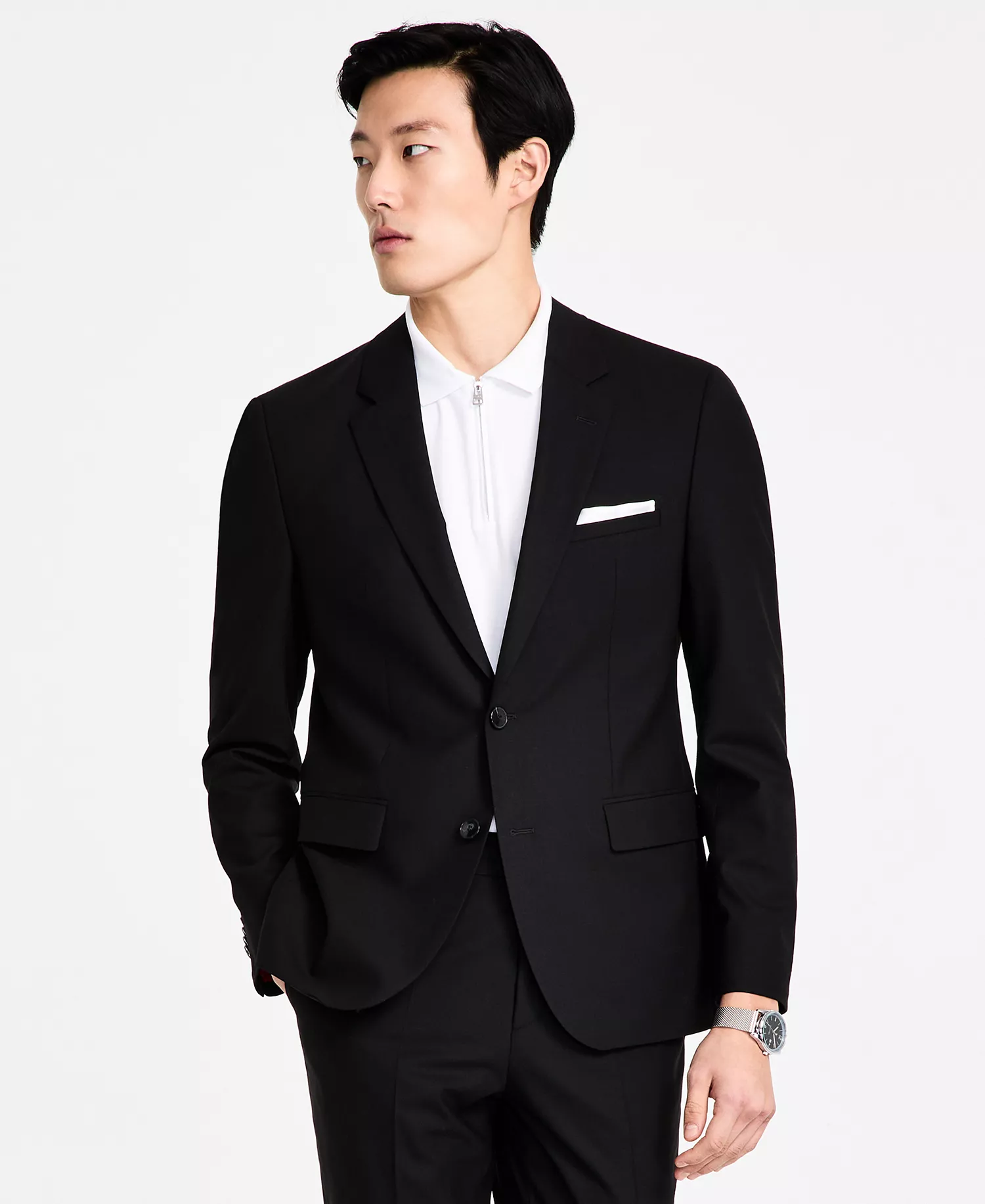 Men's Modern-Fit Wool Blend Suit - Black - 36R