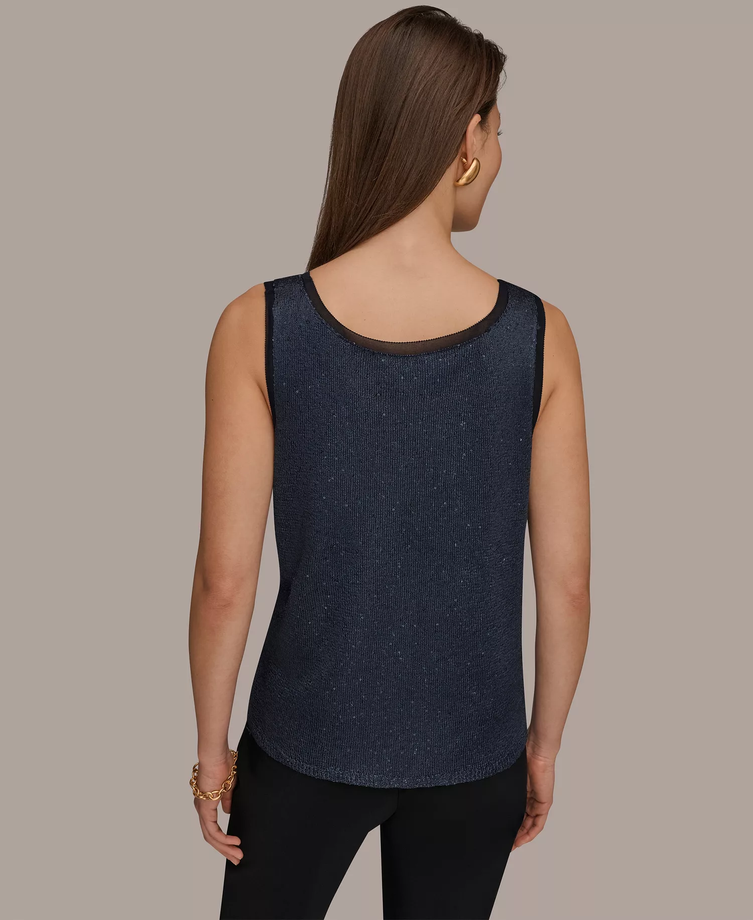 Women's Sequin Scoop Neck Sweater - Nightfall - L