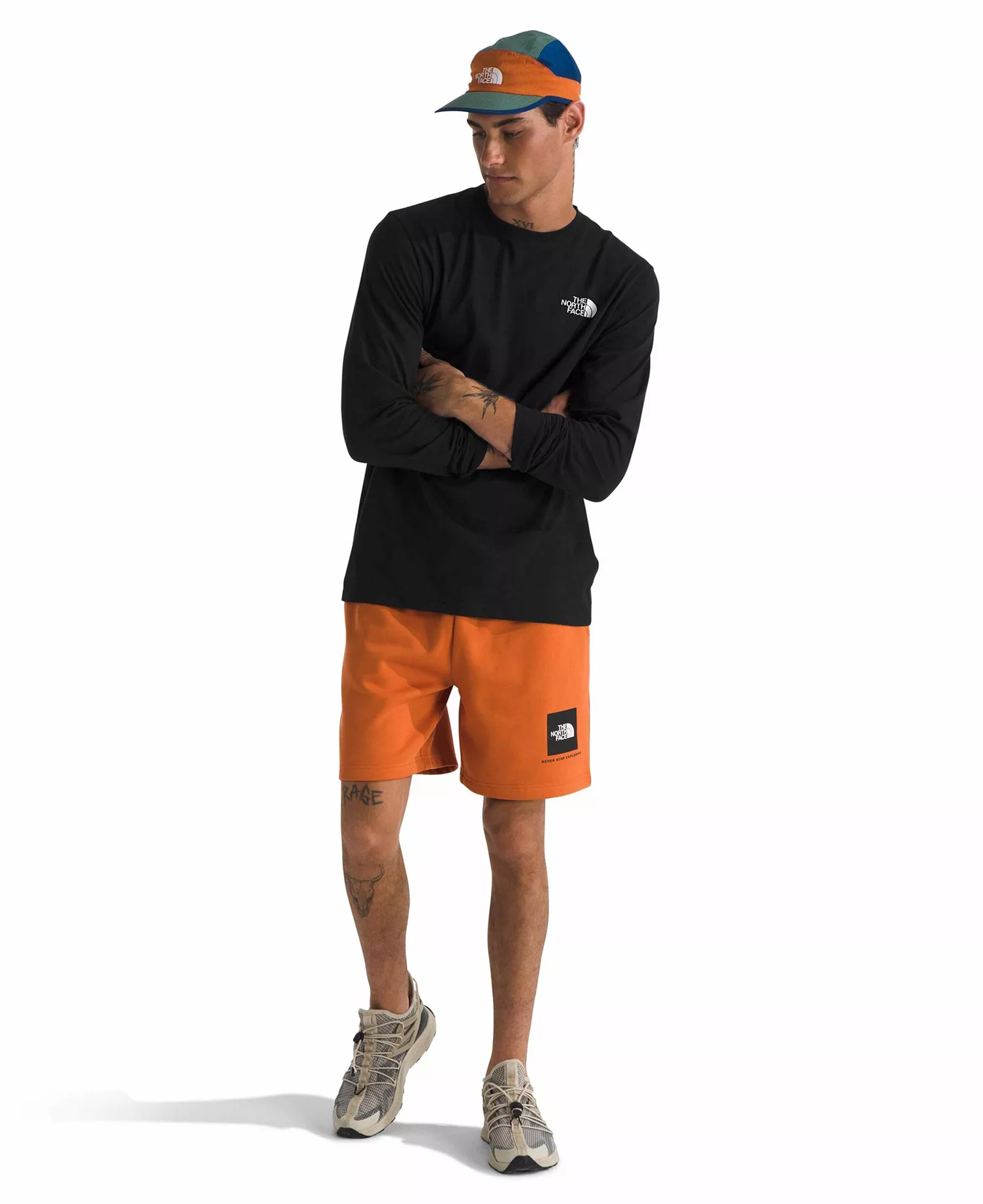 Men's Long Sleeve Box Never Stop Exploring T-shirt - Black, White - 3XL