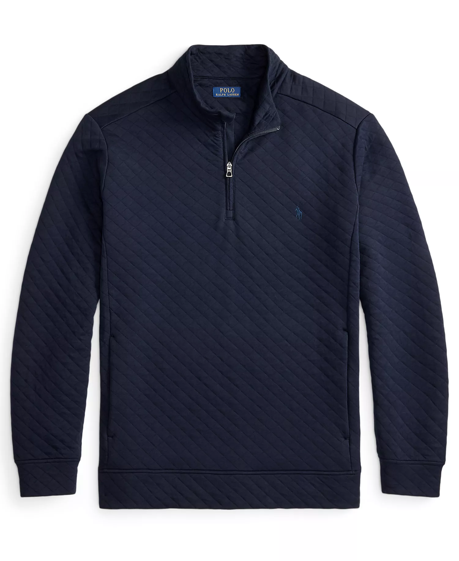 Men's B&T Long Sleeve Quilted Double-Knit Jersey Pull-On Sweater - Aviator Navy - 2LT