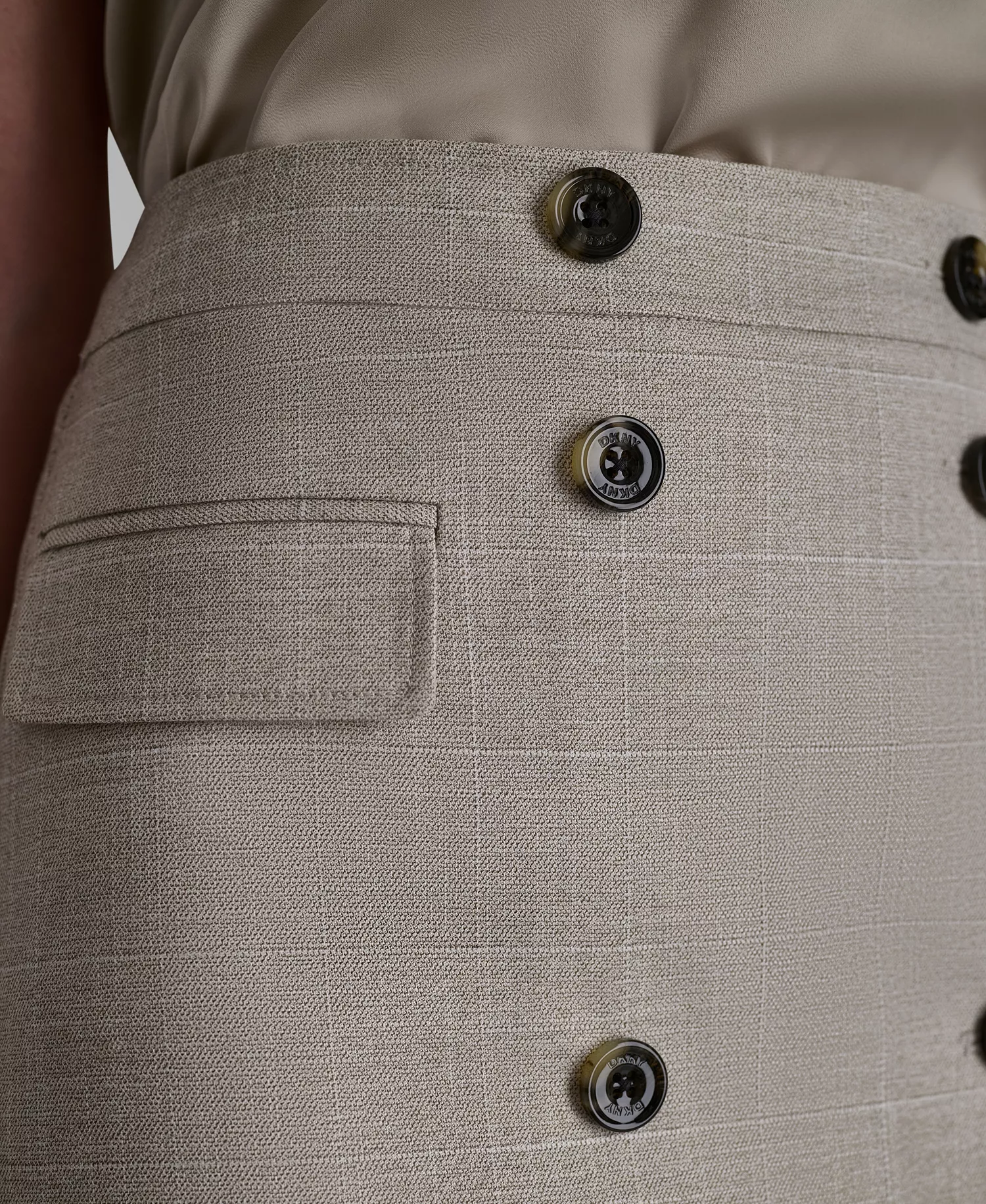 Women's Windowpane Melange Mini Skirt - Pebble / White Combo - 0