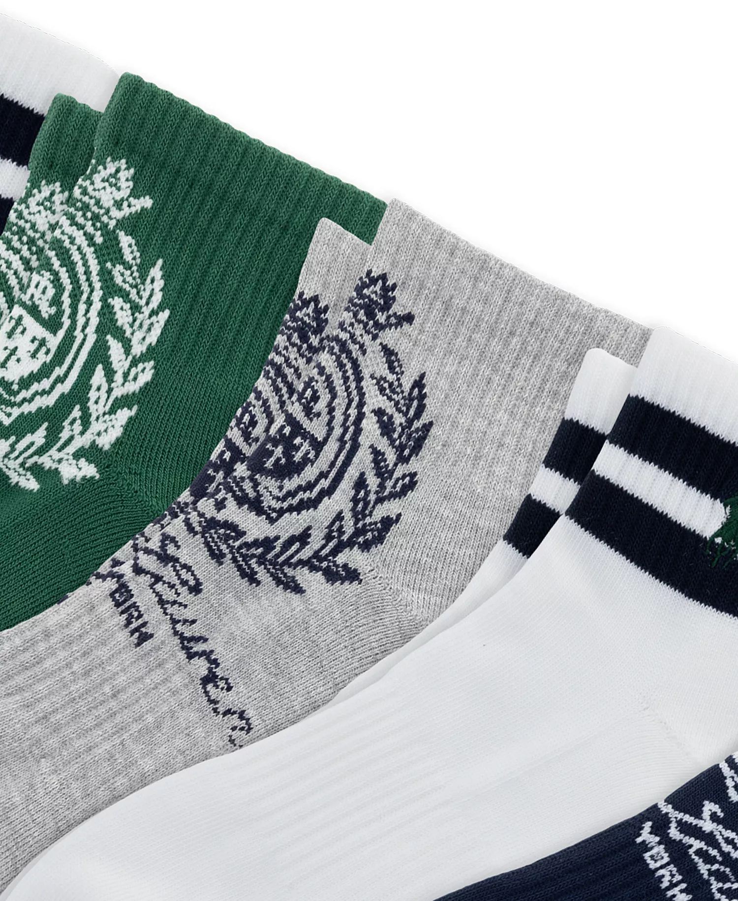 Men's Ralph Lauren Crest Quarter Socks, 6-Pack - Brown/White/Green/Navy/White/Gray - 10-13