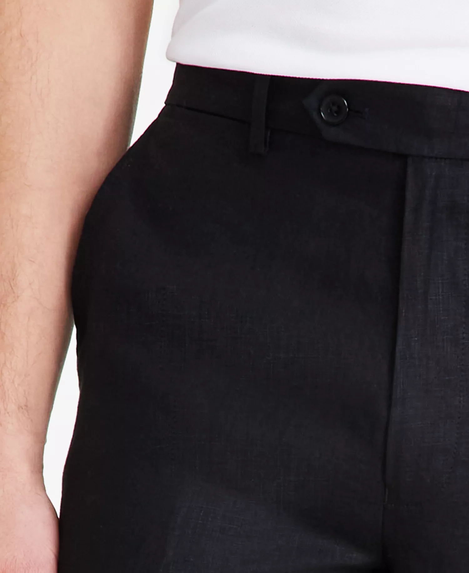 Men's Modern-Fit Linen Dress Pants - Black - 30 - 29