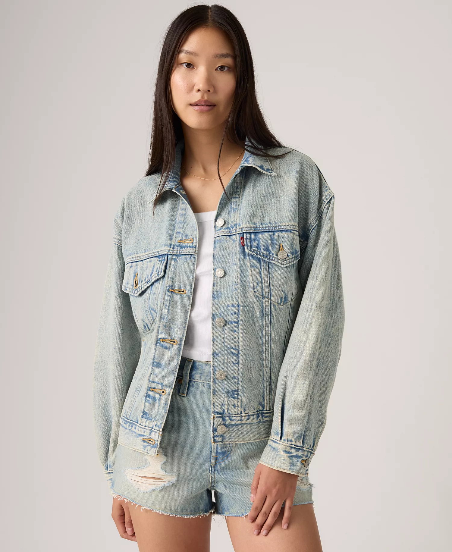 Women's 90s Cotton Trucker Jacket - A Little Hazy Vest - 1X