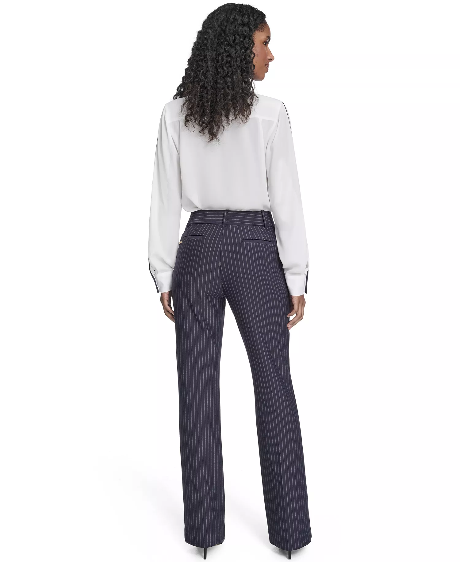 Women's Mid Rise Striped Sutton Trouser - Midnight/ Khaki - 10