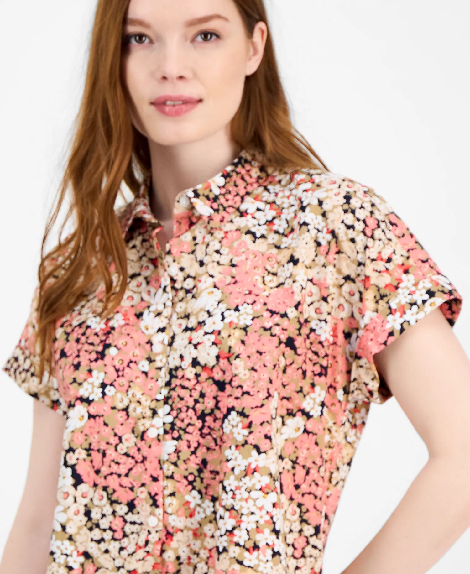 Women's Floral-Print Cotton Modern Camp Shirt - Coralie Multi - L