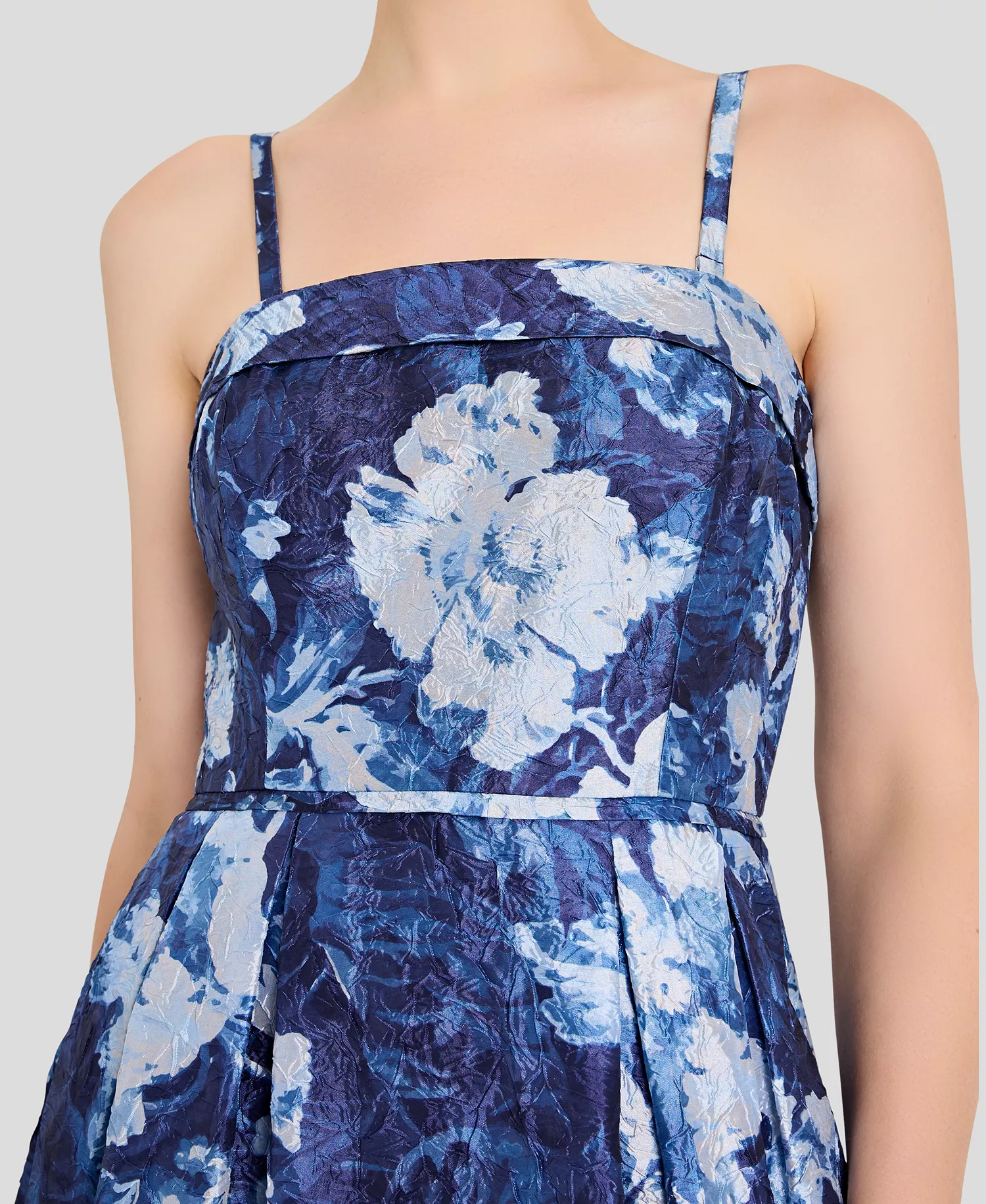 Women's Square Neck Floral Printed Ball Gown - Navy - 10
