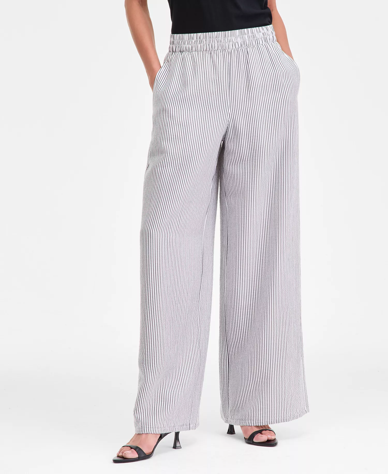 Women's Striped Pull-On Wide-Leg Pants, Macy's Exclusive - Magda Stripe - L