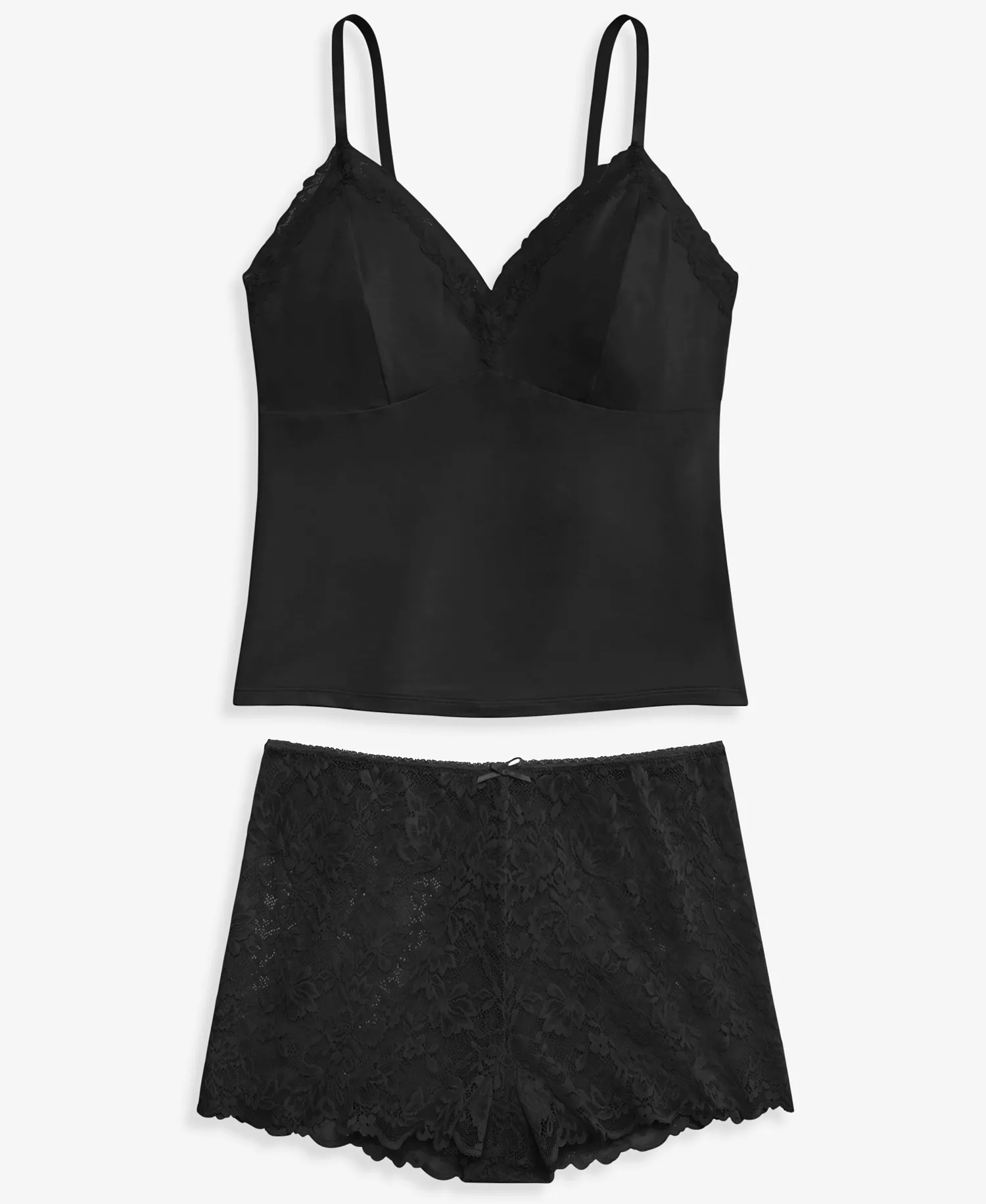 I.N.C International Concepts Women's Lace Back Tank & Shorts Set, Macy's Exclusive - Black - L