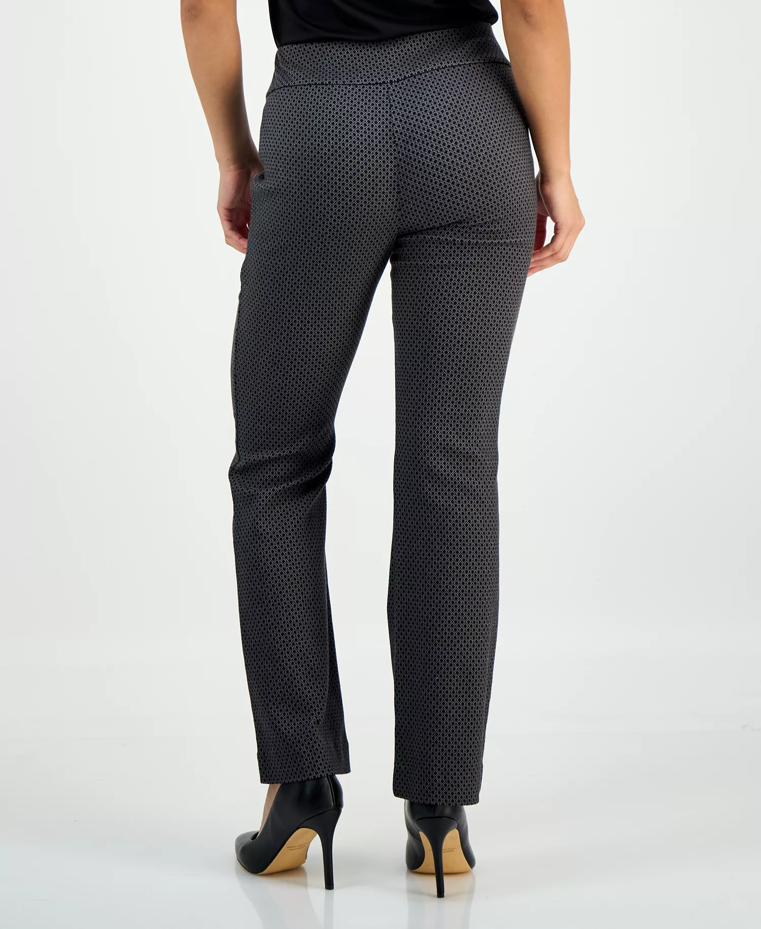 Petite Jacquard Mini Bootcut Pants, Macy's Exclusive - Circle Jaq Grey - 0P