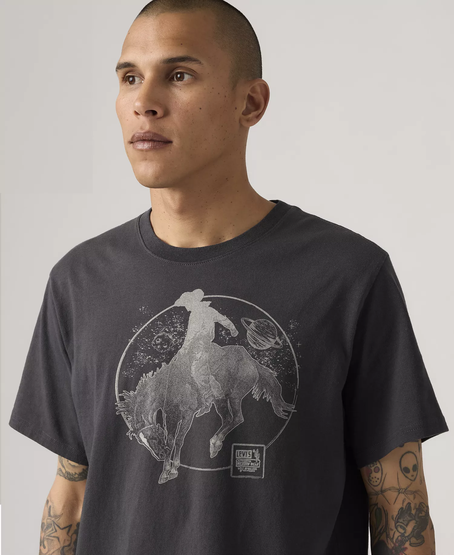 Men's Relaxed-Fit Short-Sleeve Graphic T-Shirt - Cowboy scenic phantom - L