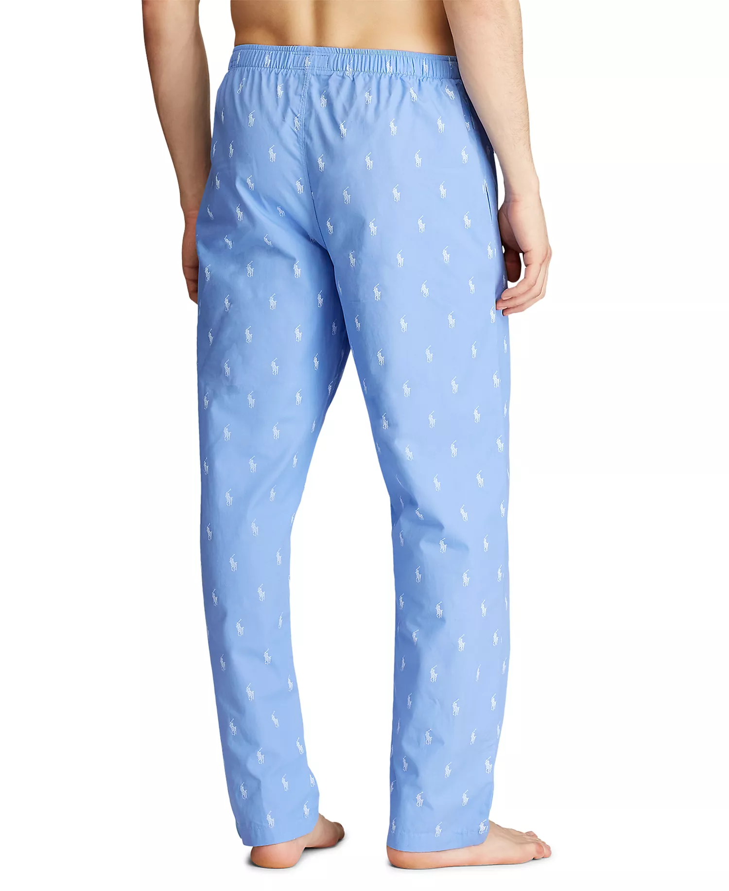 Men's Cotton Jersey Sleep Shirt & Polo Player Pajama Pants - Beach Blue - L