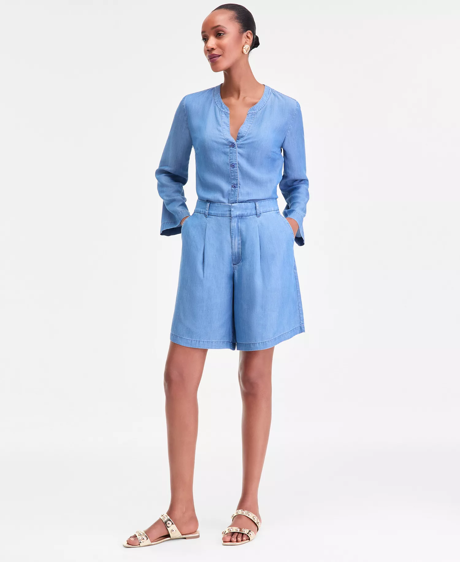 Women's Linen-Blend Bermuda Shorts, Macy's Exclusive - Bailey Abstract - 0