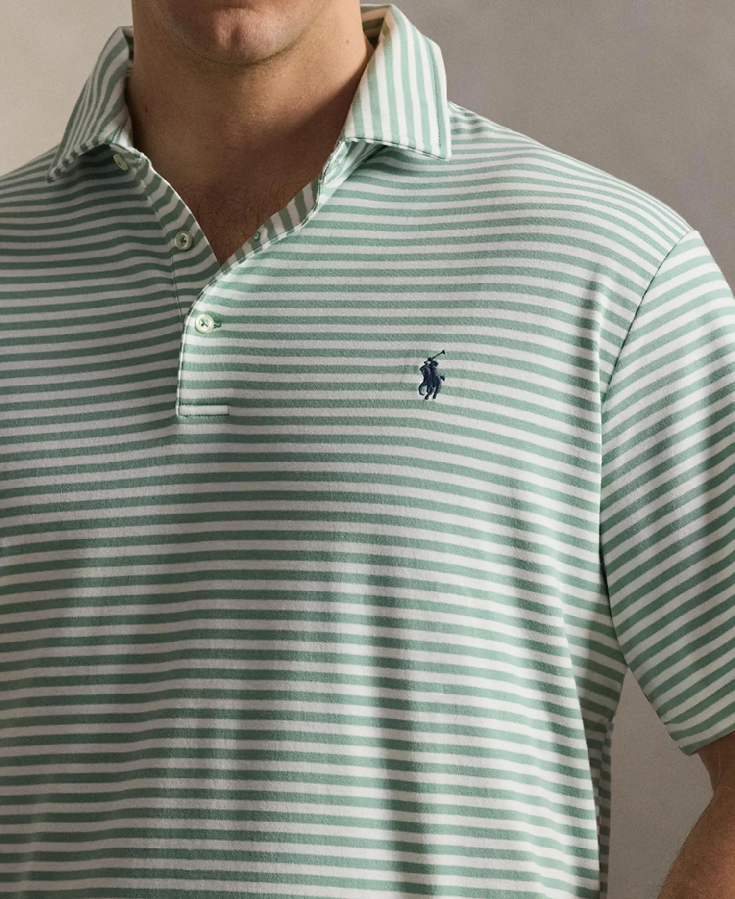 Men's Big & Tall Striped Polo Shirt - Faded Mint/White - 2LT