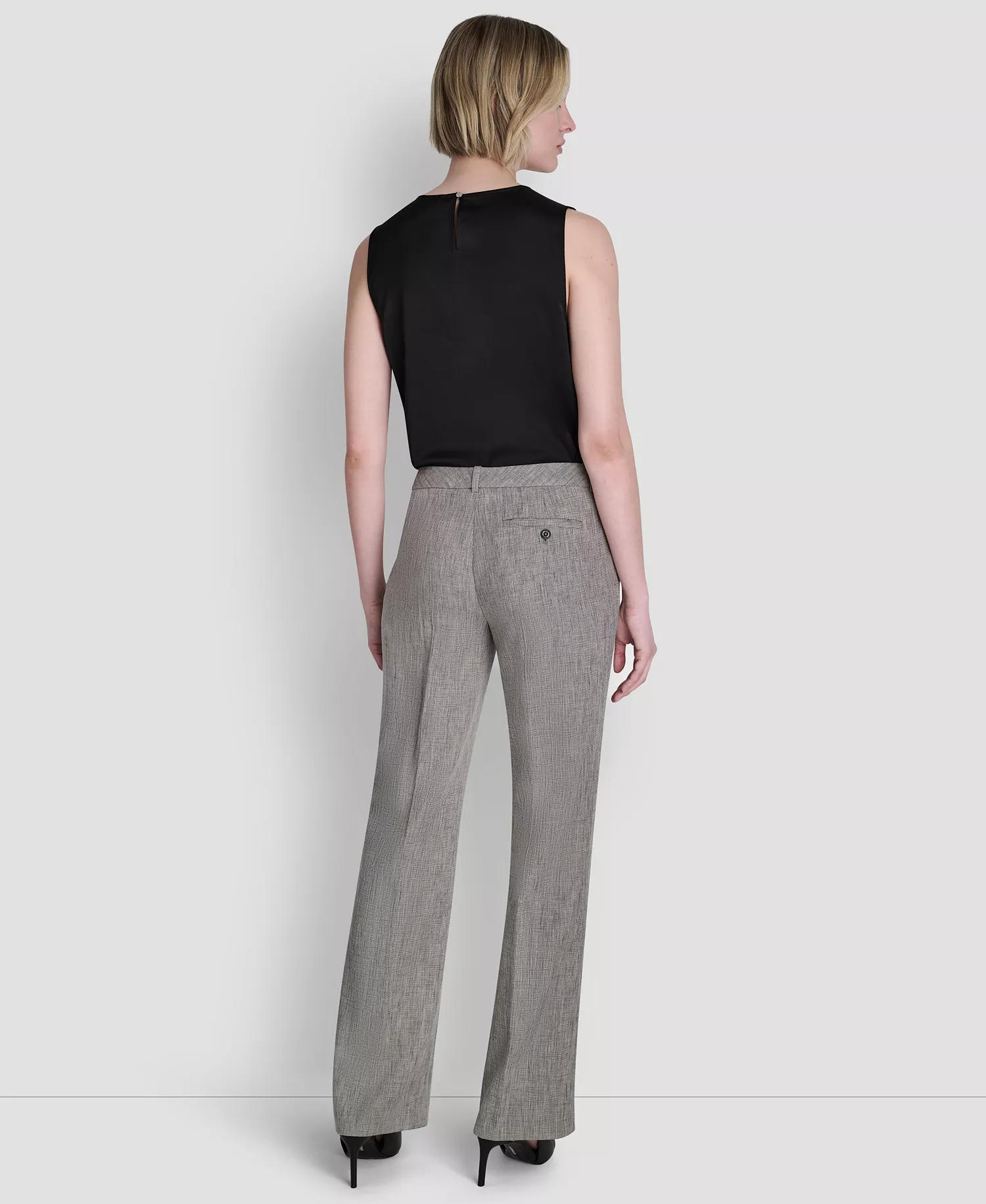 Petite Crosshatch Modern Fit Pants - Black/Coconut - 0P
