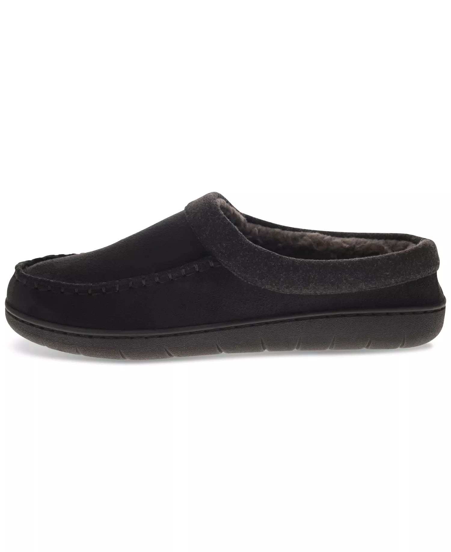 Men's Victor Faux-Sherpa Slippers - Black - Large